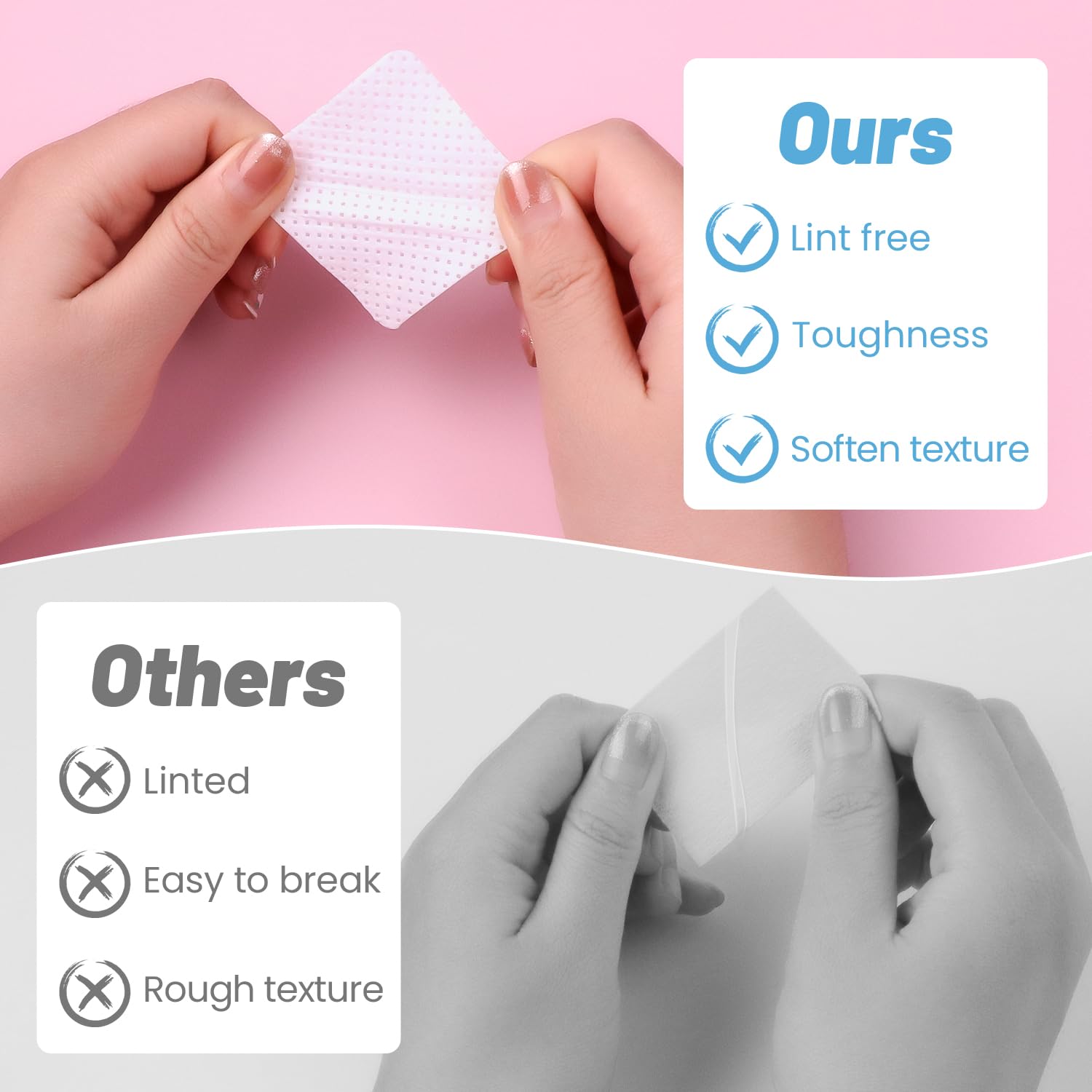 Lint Free Nail Wipes, Nail Polish Remover Pads 540Pcs Eyelash Extension Wipes, Soft Non-Woven Acetone Nail Polish Remover Pads N