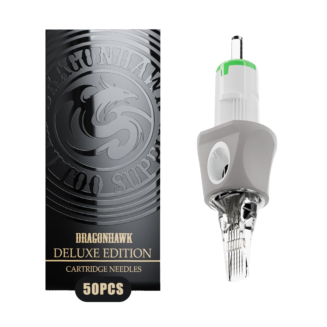 Dragonhawk Glide Extra Smooth Tattoo Needles Cartridges, 50 Count, Designed for a Close, Smooth Hit Bugpin Curved Magnum 1007RM