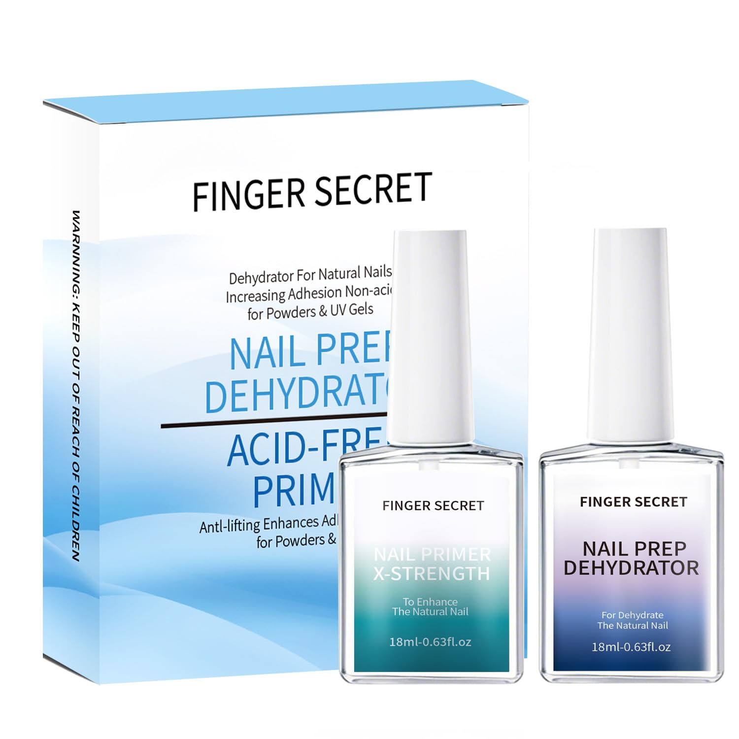 finger secret X-Strength Nail Primer and Prep Dehydrator Poly Gel Nail Kit,Nails Fast Dry Prep Base Coat Kit for Design Nail Art