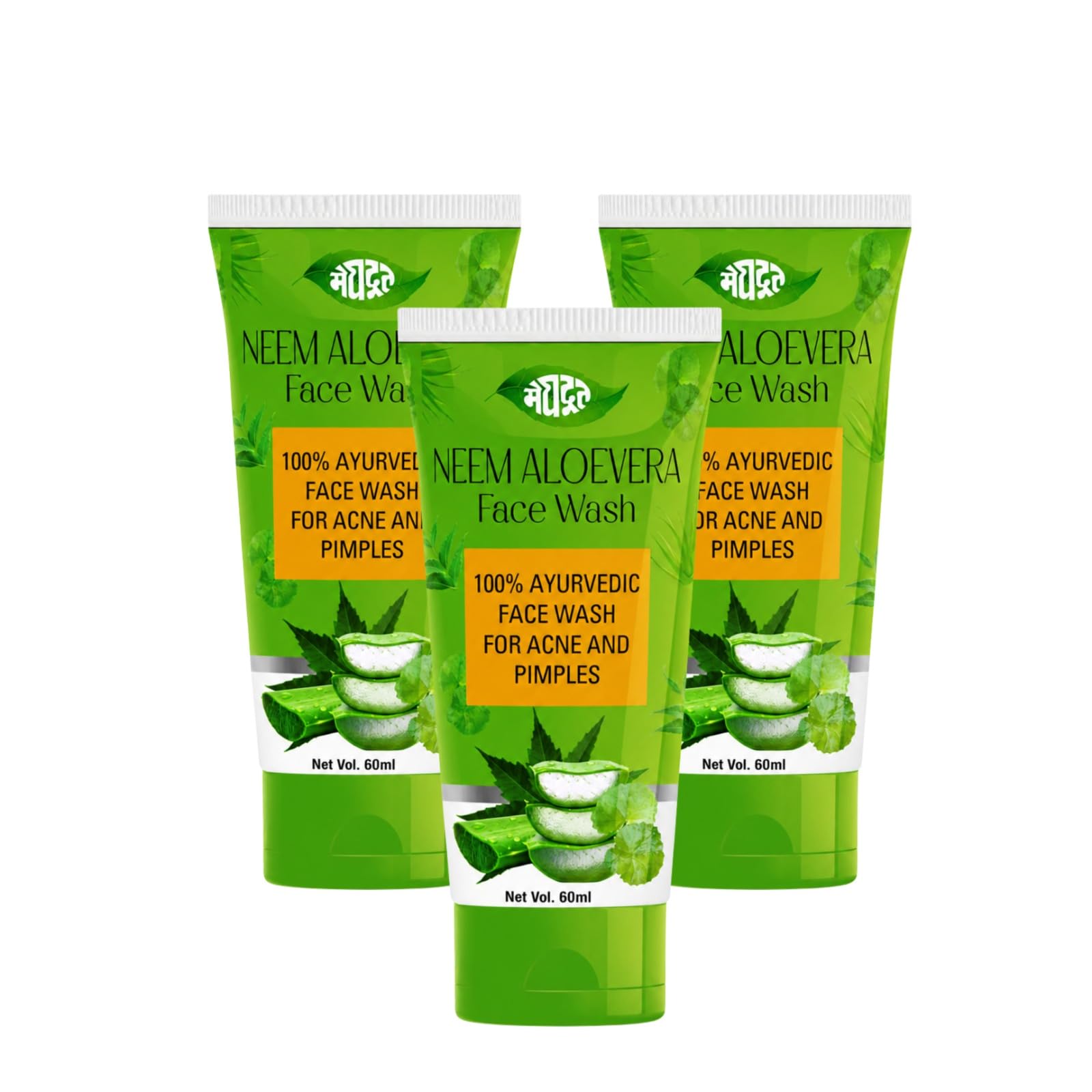 Meghdoot Ayurvedic Aloe Vera Neem Face Wash Herbal Cleanser For Acne Pimples Oily Skin Deep Cleansing Daily Use Face Wash For Cl