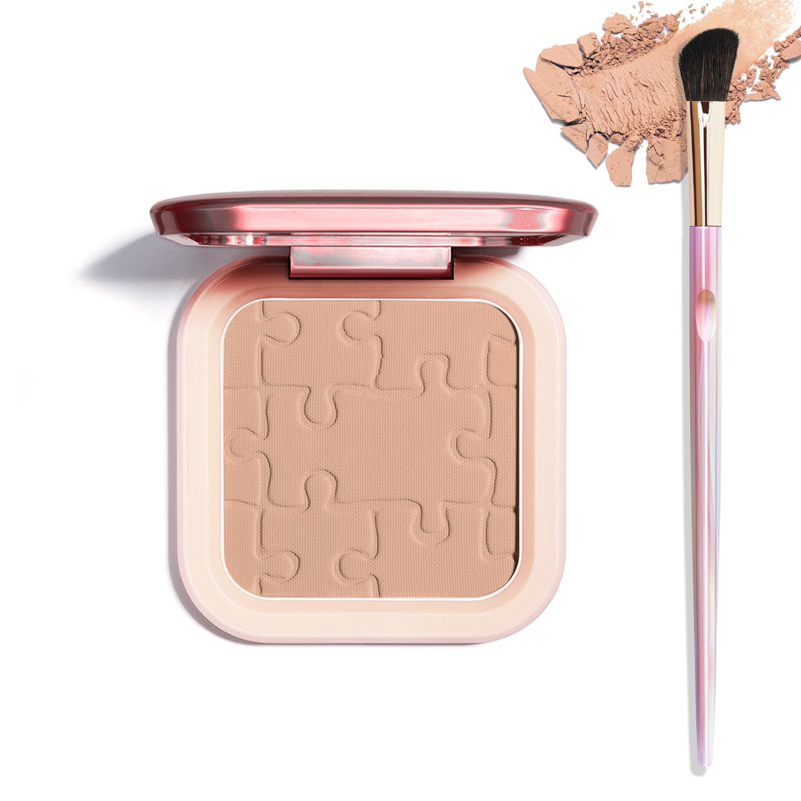 Lsxia Contour Palette With Brush, Cream Contour Powder Palette Bronzer Powder Matte Bronzer Palette Cool Toned Contour Kit With