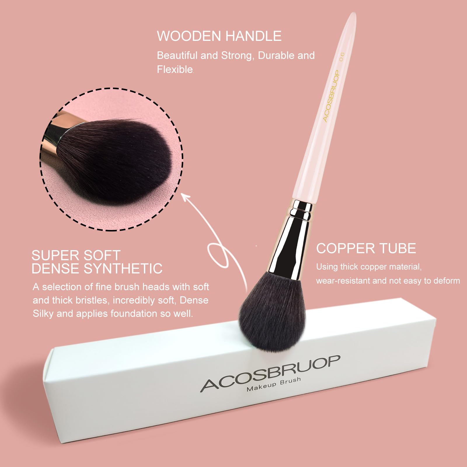 ACOSBRUOP Loose Powder Blush Brush, Professional Blush Brush for Cheeks,Soft Bristles Makeup Brush,Beauty Tools
