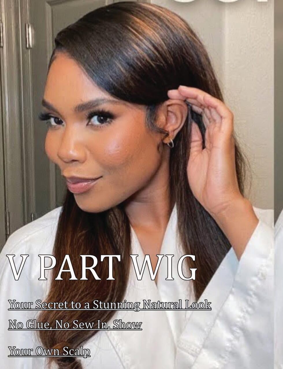 Unice Easicontour V Part Wigs Human Hair Yaki Straight Glueless Wigs Human Hair Clip In Vpart Wig No Sew In No Glue Ombre Chestn