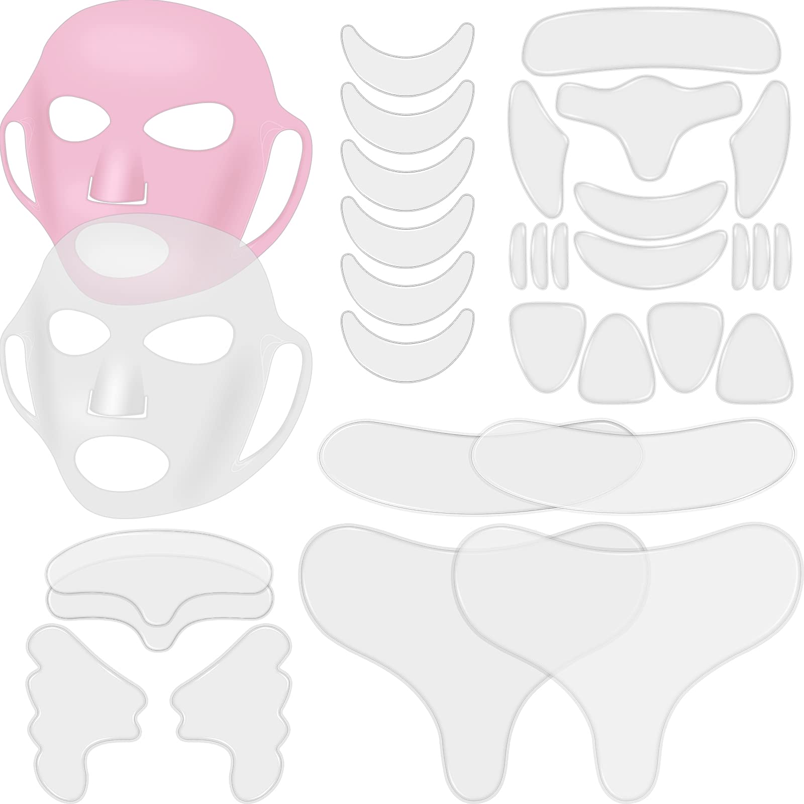 32 Pcs Facial Chest Neck Silicone Pad Reusable Face Forehead Patches Facial Sleeping Mask Cover For Smoothing Facial Chest Neck
