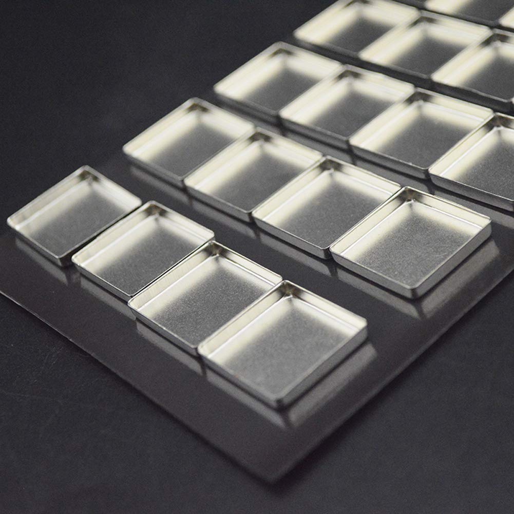 30 Pieces Empty Square Metal Tin Palette Pans Empty Square Metal Pans Cosmetic Eyeshadow Pans For Eyeshadow Palette Magnetic Mak