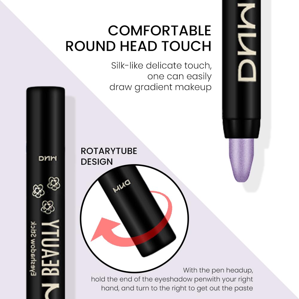 Amy'S Diary Eyeshadow Pencil Cream Stick 4Pcs Set, Eye Eyeshadow Waterproof Pearl Pink Purple Mocha Beige Shimmer Metallic Eyesh
