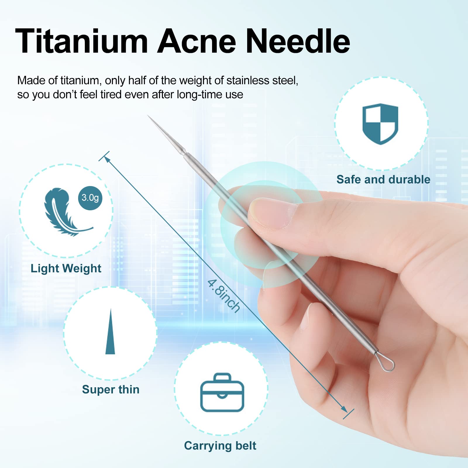 Titanium Lancet Needle Pimple Popper Tool Facial Milia Remover Blackhead Blemish Remover Blackhead Whitehead Extractor Professio