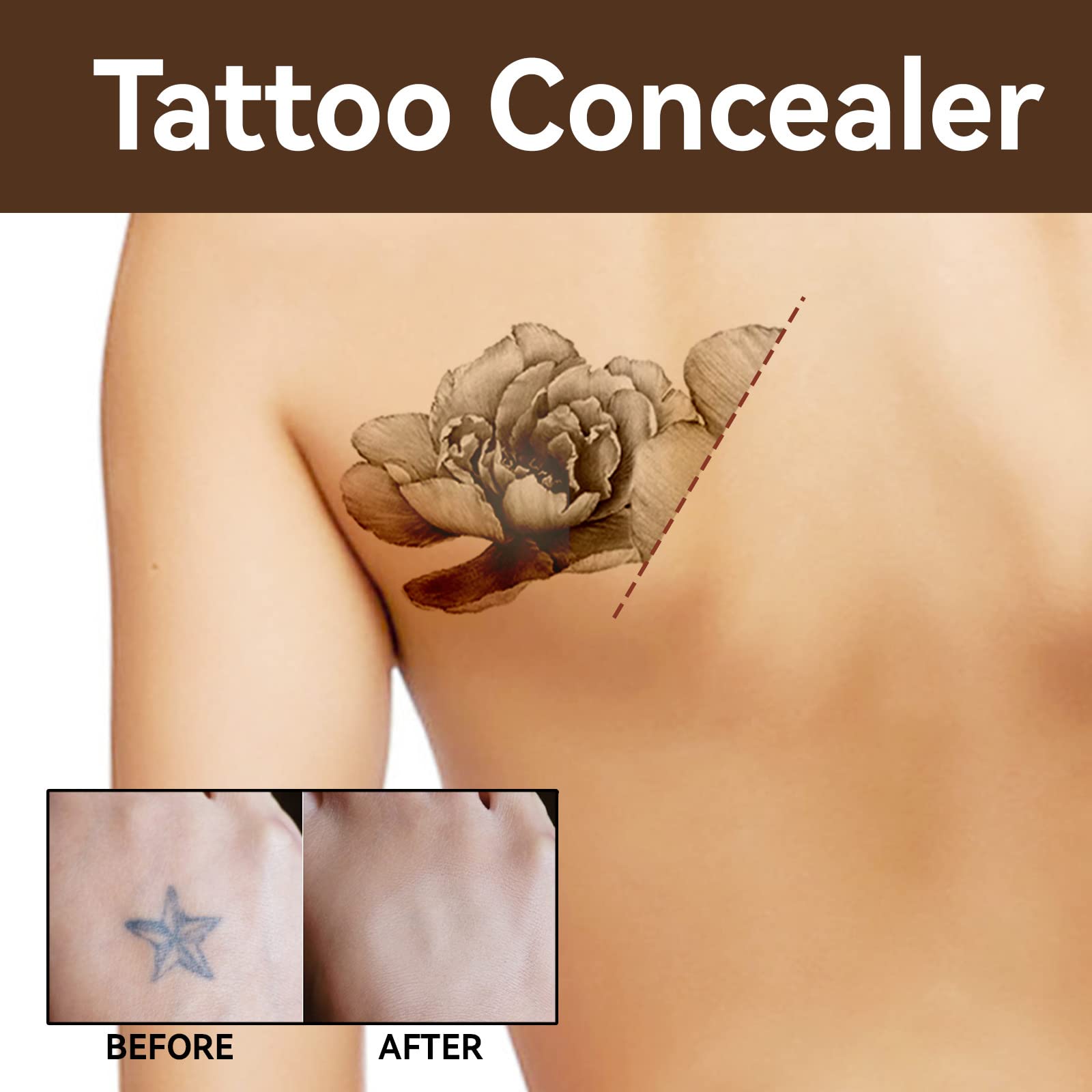 Nusitryco Waterproof Tattoo Cover Up Concealer, 0.7 Fl Oz, Professional for Men & Women, Multi-Color, Long Lasting for Scars & Dark Spots