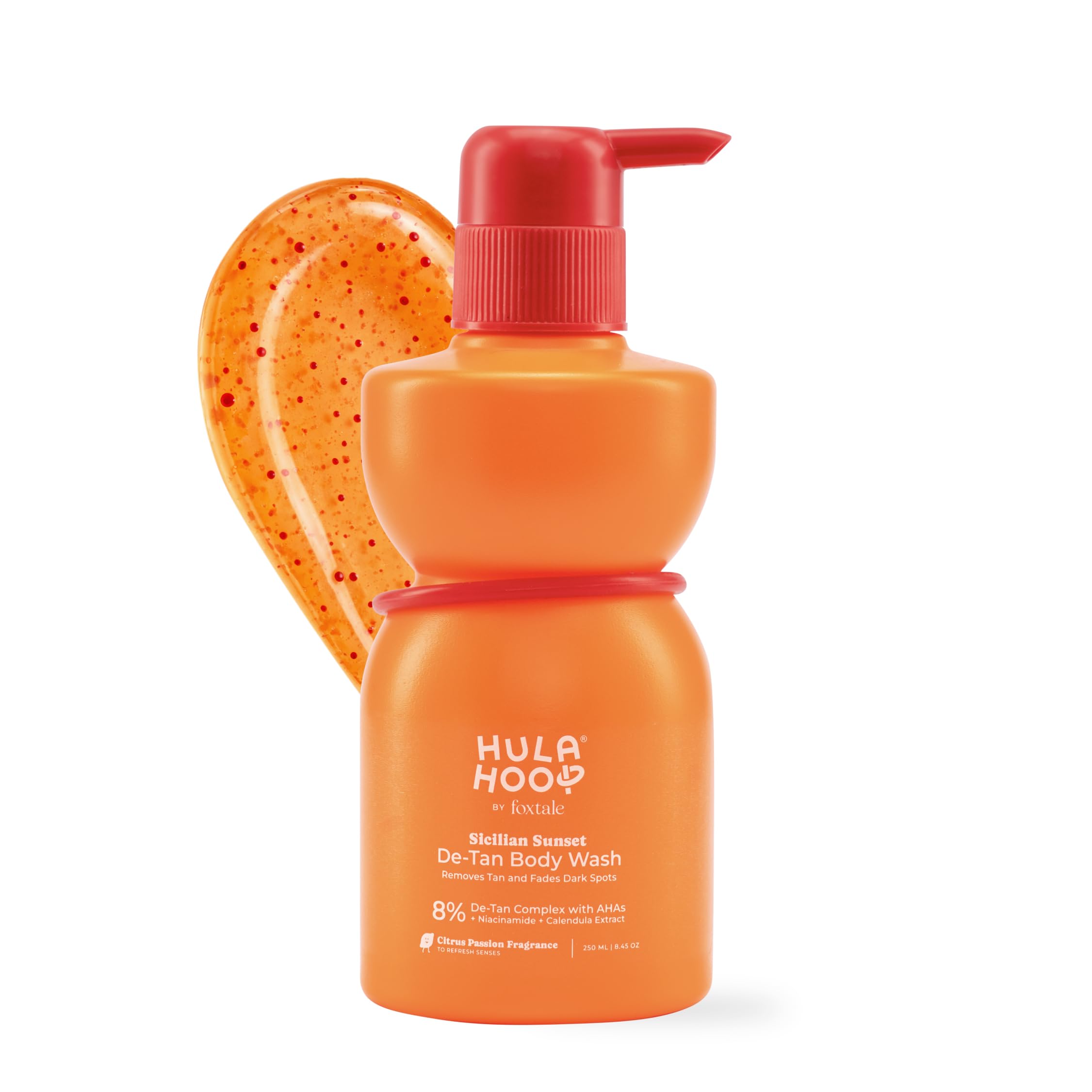 Hula Hoop 8% De-Tan Body Wash By Foxtale | Removes Tan & Reduces Pigmentation | With Niacinamide, Glycolic Acid, & Calendula Ext