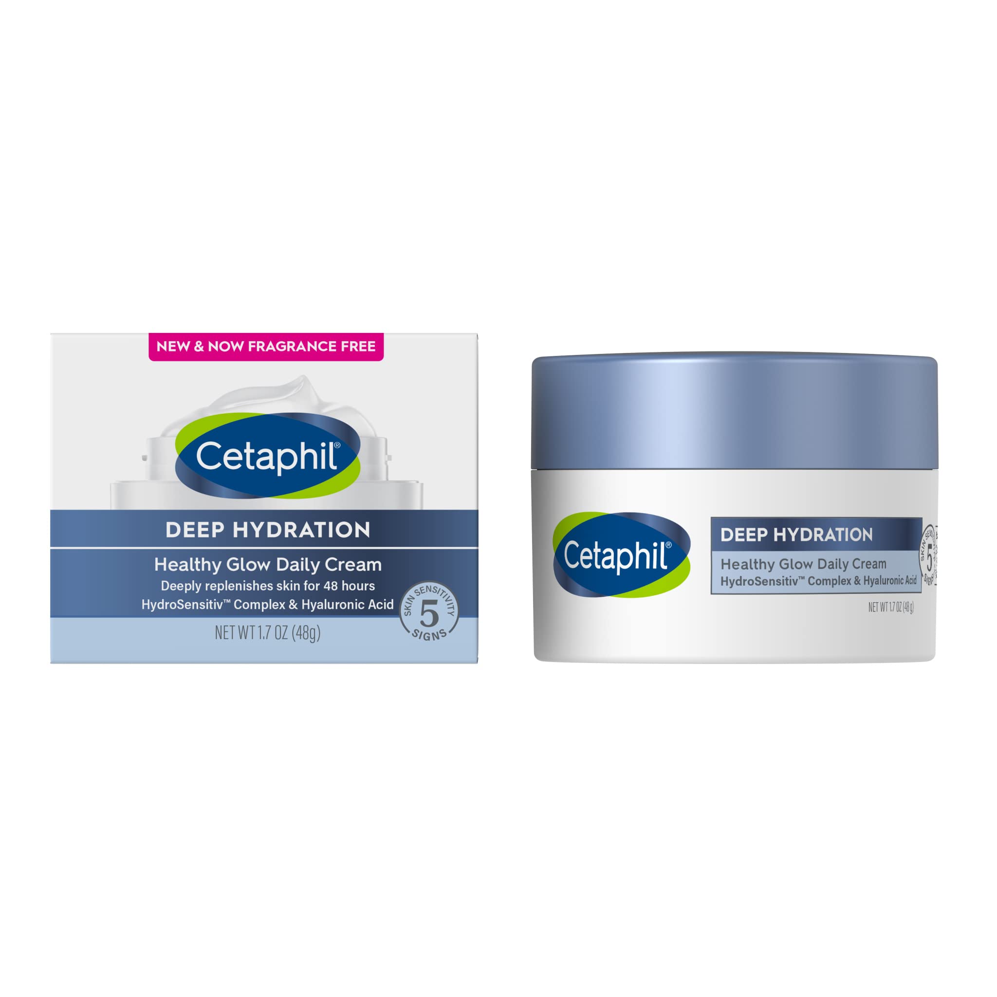 Cetaphil Deep Hydration Healthy Glow Daily Face Cream, 1.7 Oz, 48 Hour Dry Skin Face Moisturizer For Sensitive Skin, With Hyalur