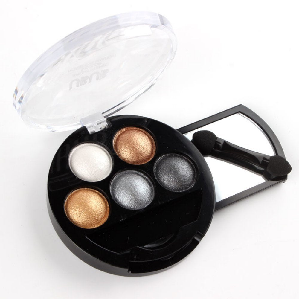 Mallofusa 5 Colors Professional Eye Shadow Palette Eyeshdow Powder Metallic Shimmer Fashion Eye Makeup Charming Highlight Look (