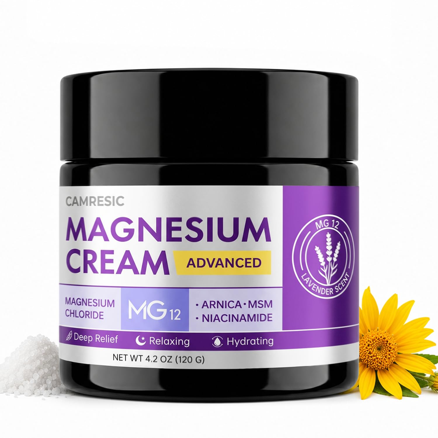 CAMRESIC Magnesium Cream for Sleep, Muscle, Feet, Knees & Legs, 4.2 OZ