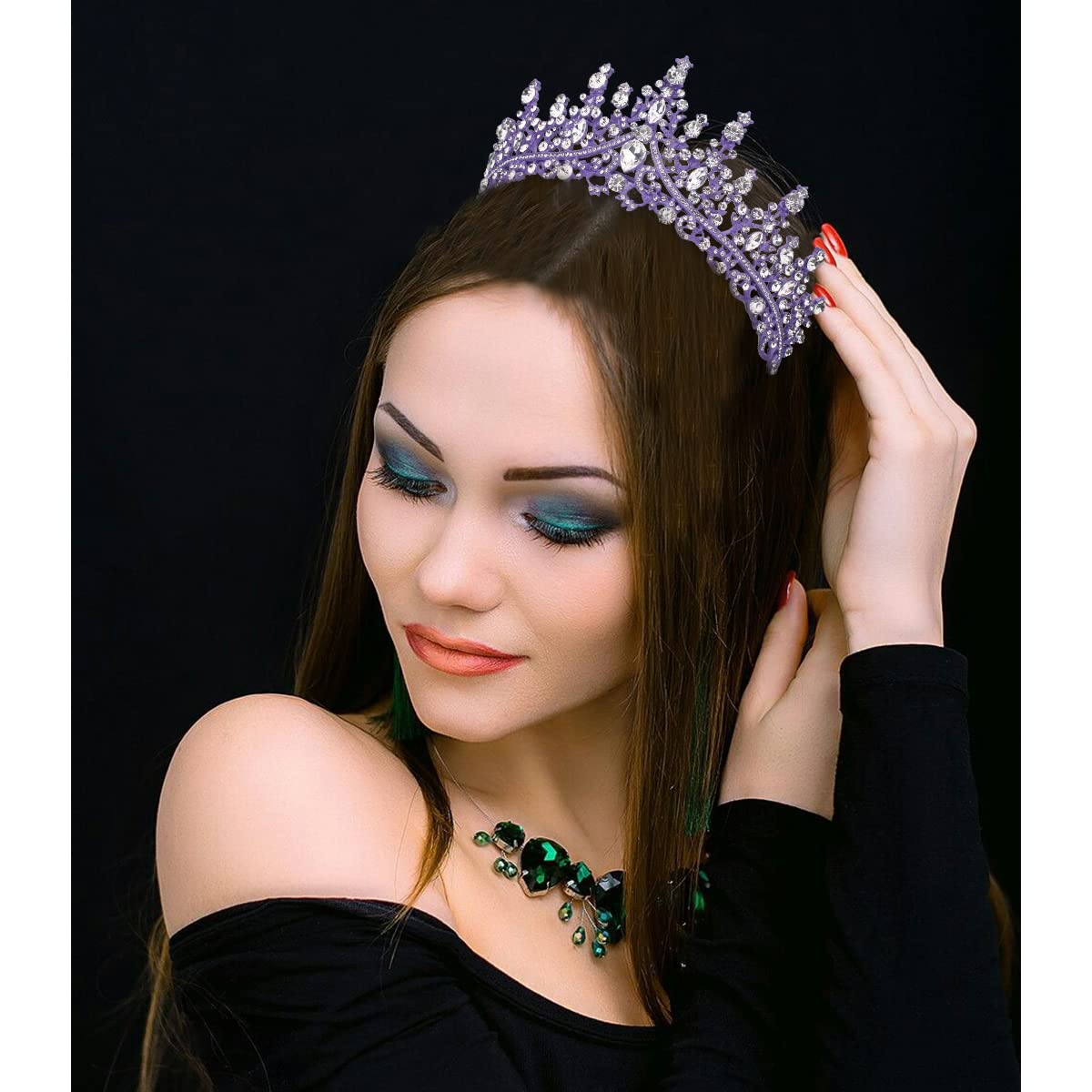 Tobatoba Tiaras For Women, Dark Purple Tiara Crowns For Women, Wedding Tiara For Bride Queen Crown, Royal Princess Quinceanera H