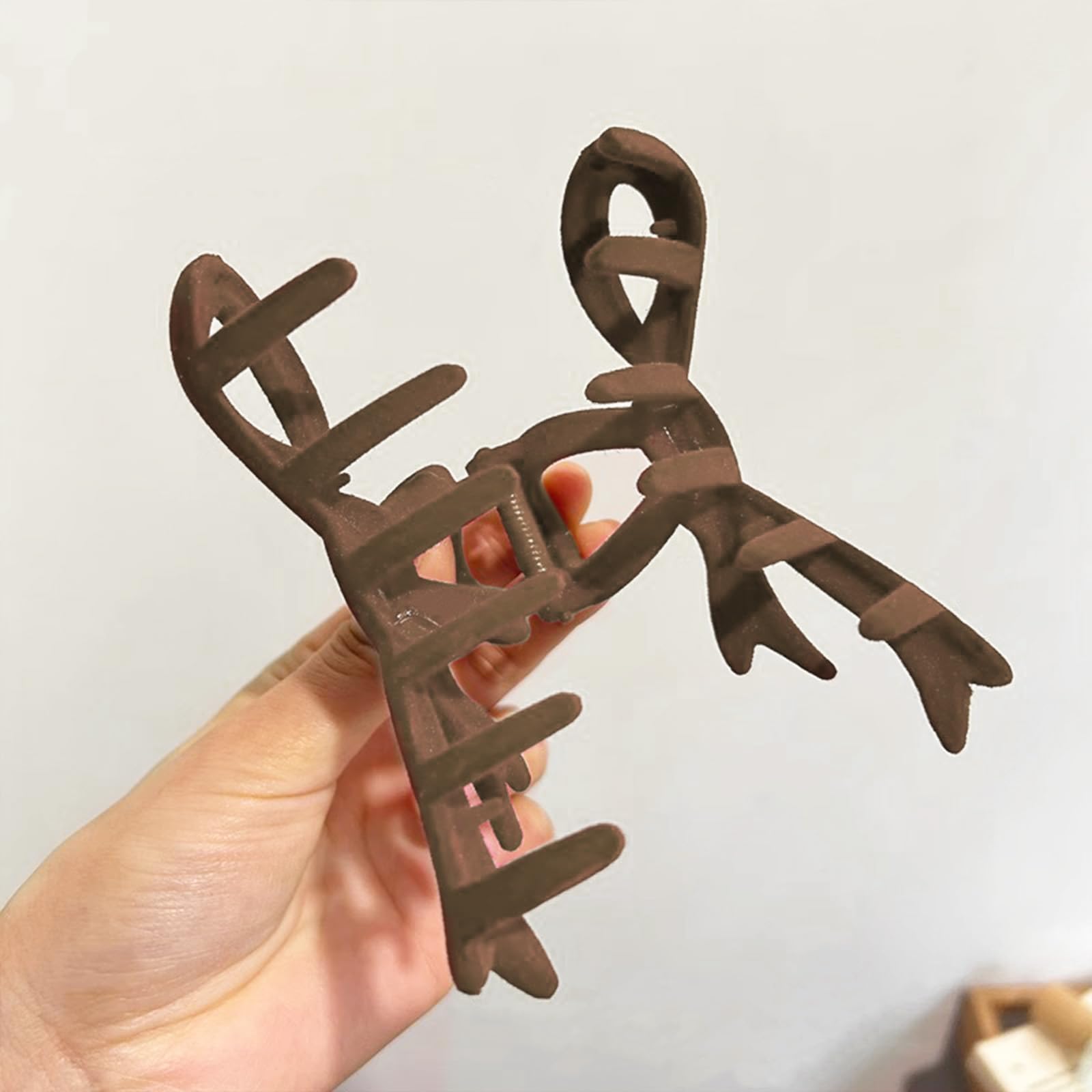 Brown Hair Claw Clips For Women Winter Hair Clips Bow Hair Barrettes Brown Velvet Hair Pins French Hair Claw Clip For Thick Thin