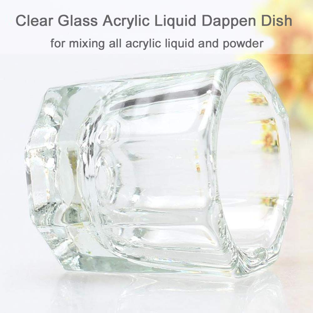 Bulex 2 Pack Dappen Dish Cups For Nail Art Acrylic Liquid - Clear Glass Nail Monomer Liquid Bowl Dampen Dish Acrylic Powder Hold