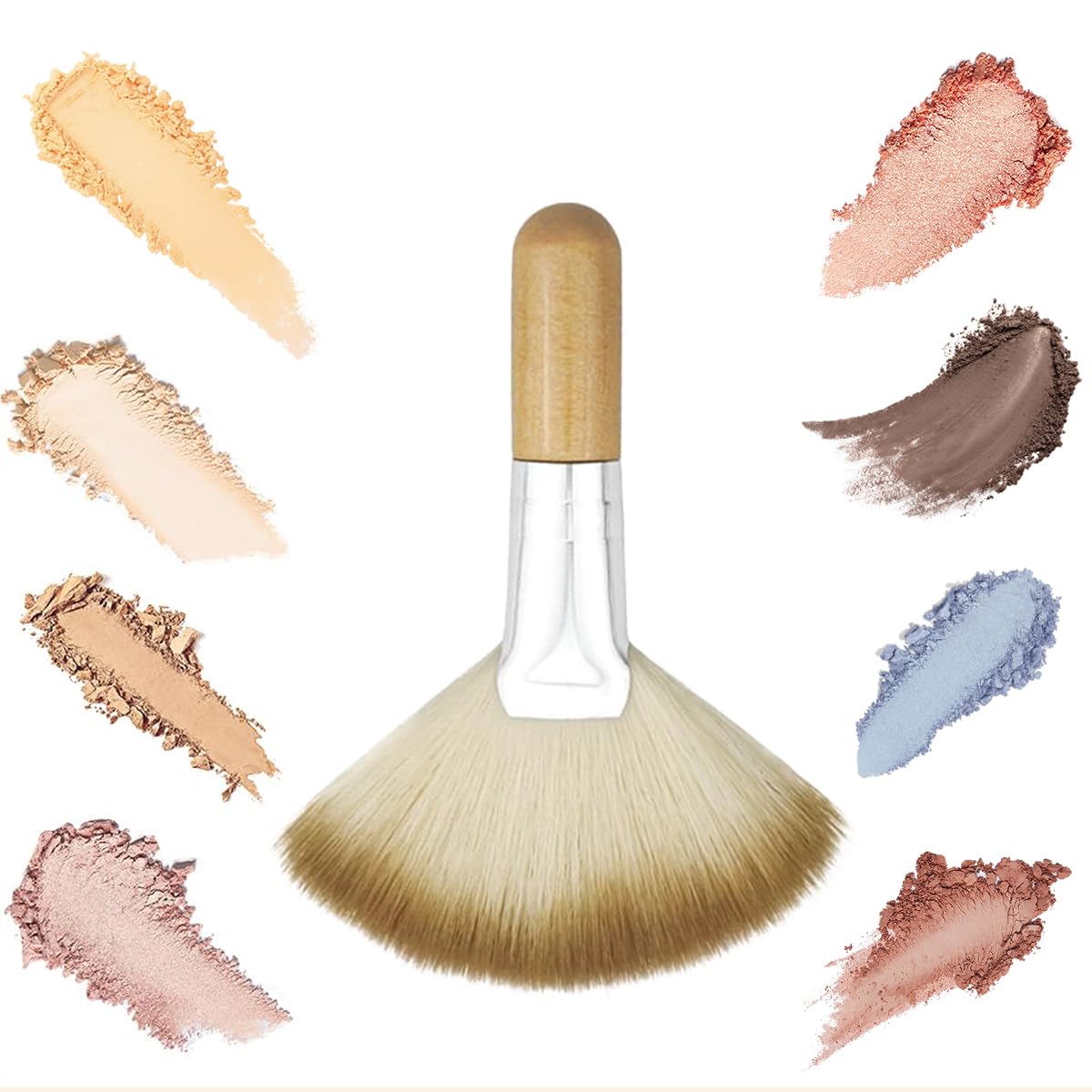4 Pack Fan Brushes For Women Face Soft Bristle Highlighting Brush Facial Applicator Brushes With Handle Face Makeup Tools (Style
