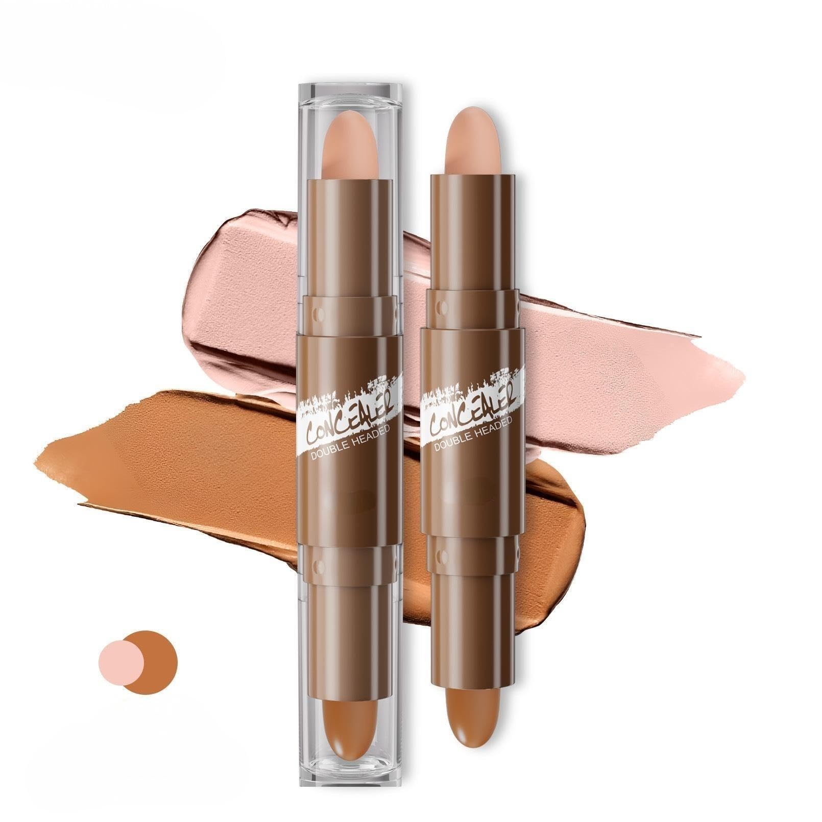 Contour Stick Double Ended, 2in1 Highlighter & Bronzer for Face, Easy to Blend, Buildable, Vegan & CrueltyFree (02# Lotus roo