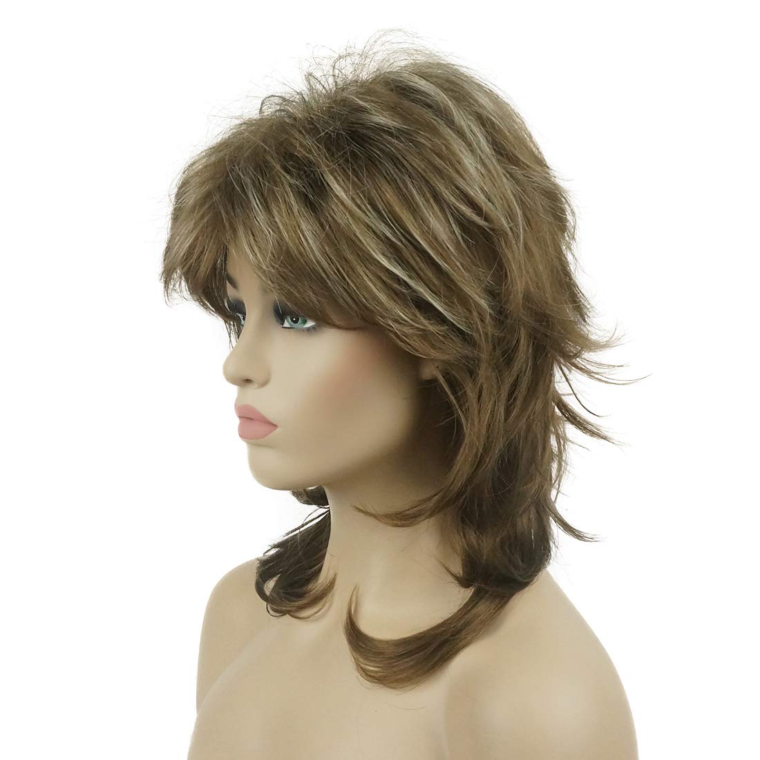 Lydell Long Soft Shaggy Layered Classic Cap Full Synthetic Wigs (12TT26 Brown with Highlights)