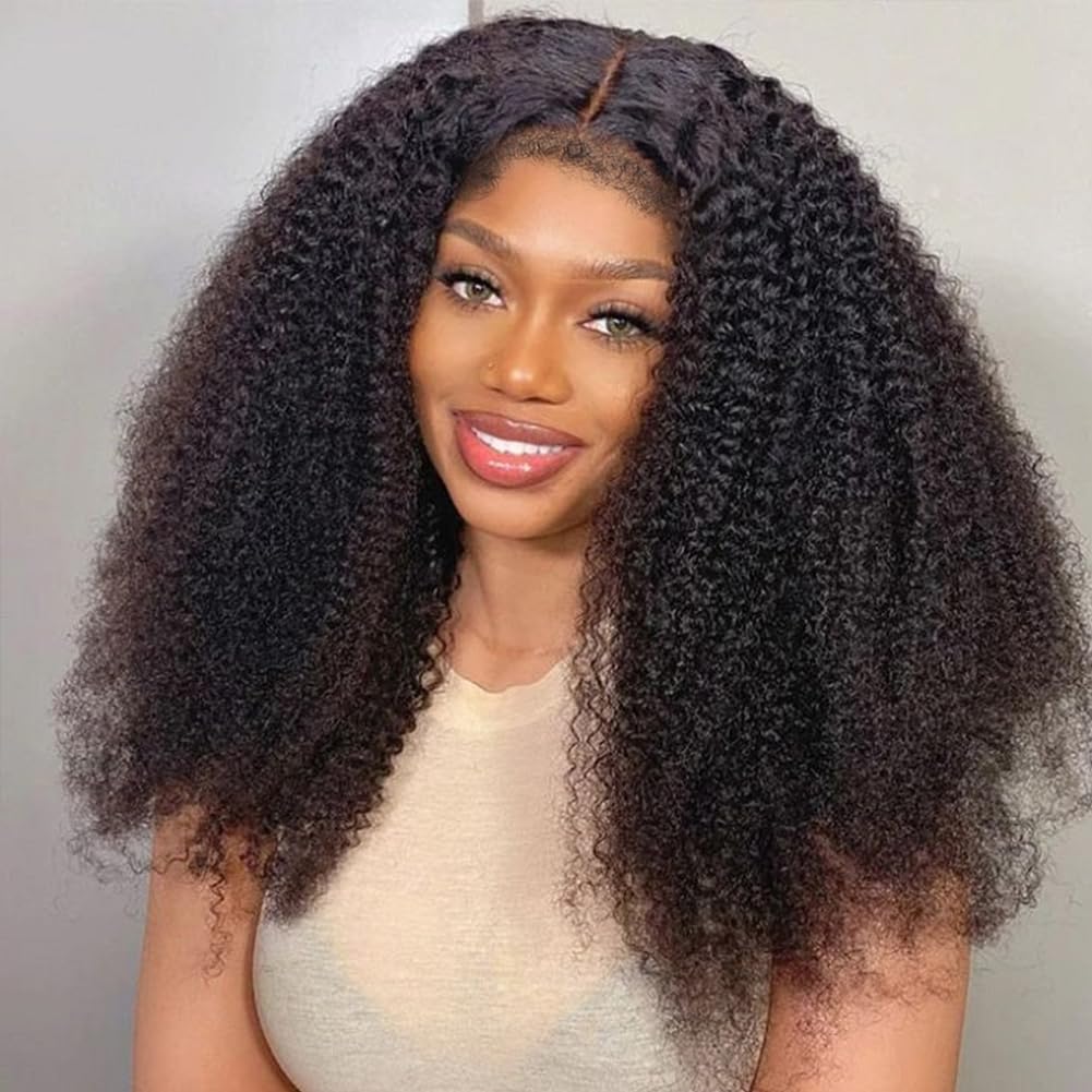 Beauhair Afro Kinky Curly Human Hair Wig 4x4 HD Lace Front Wigs 210 Density Glueless Wigs Human Hair Pre Plucked Brazilian Kinky