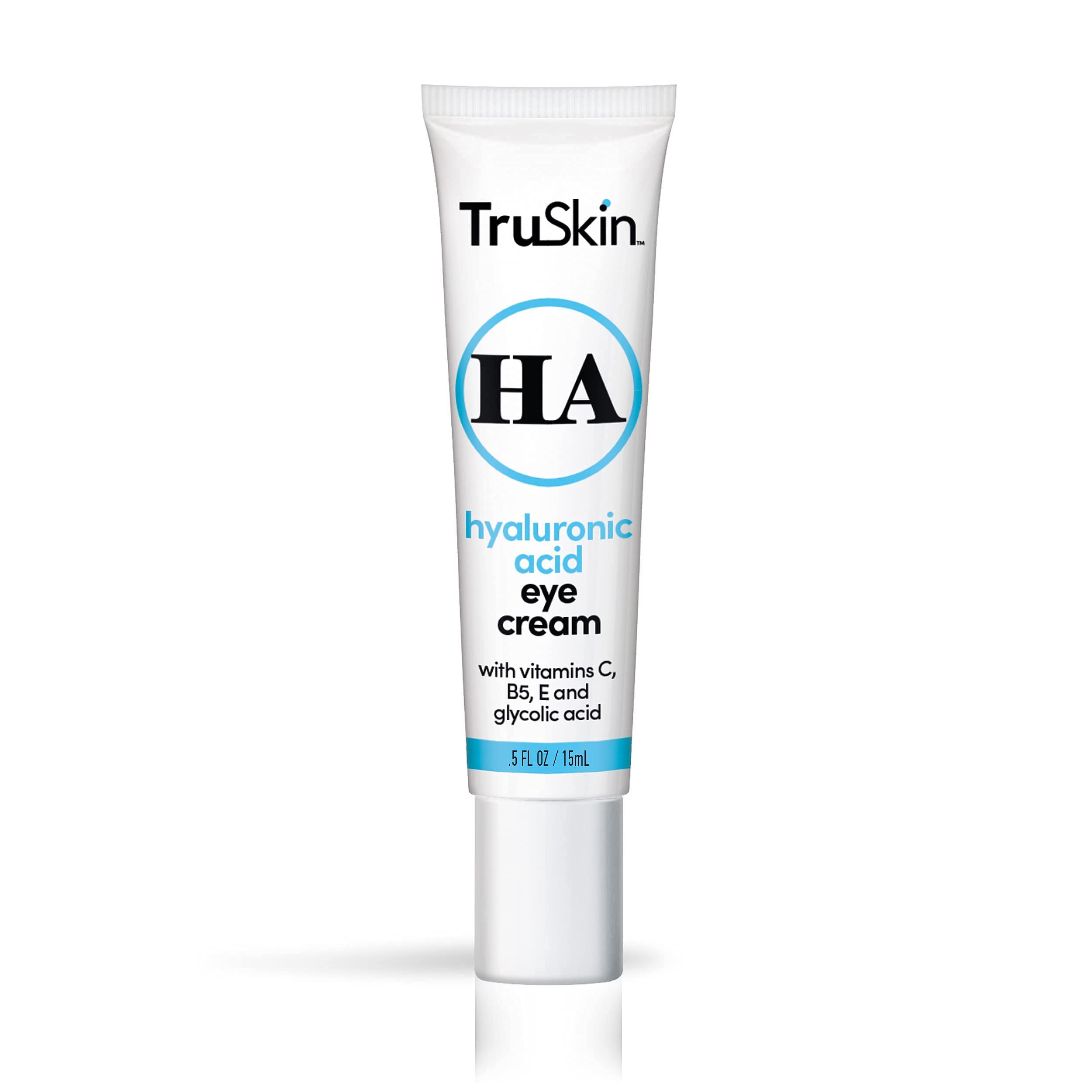 TruSkin Eye Cream for Dark Circles and Puffiness - With Hyaluronic Acid, Glycolic Acid, Vitamins C, B5 & E to Hydrate Delicate U