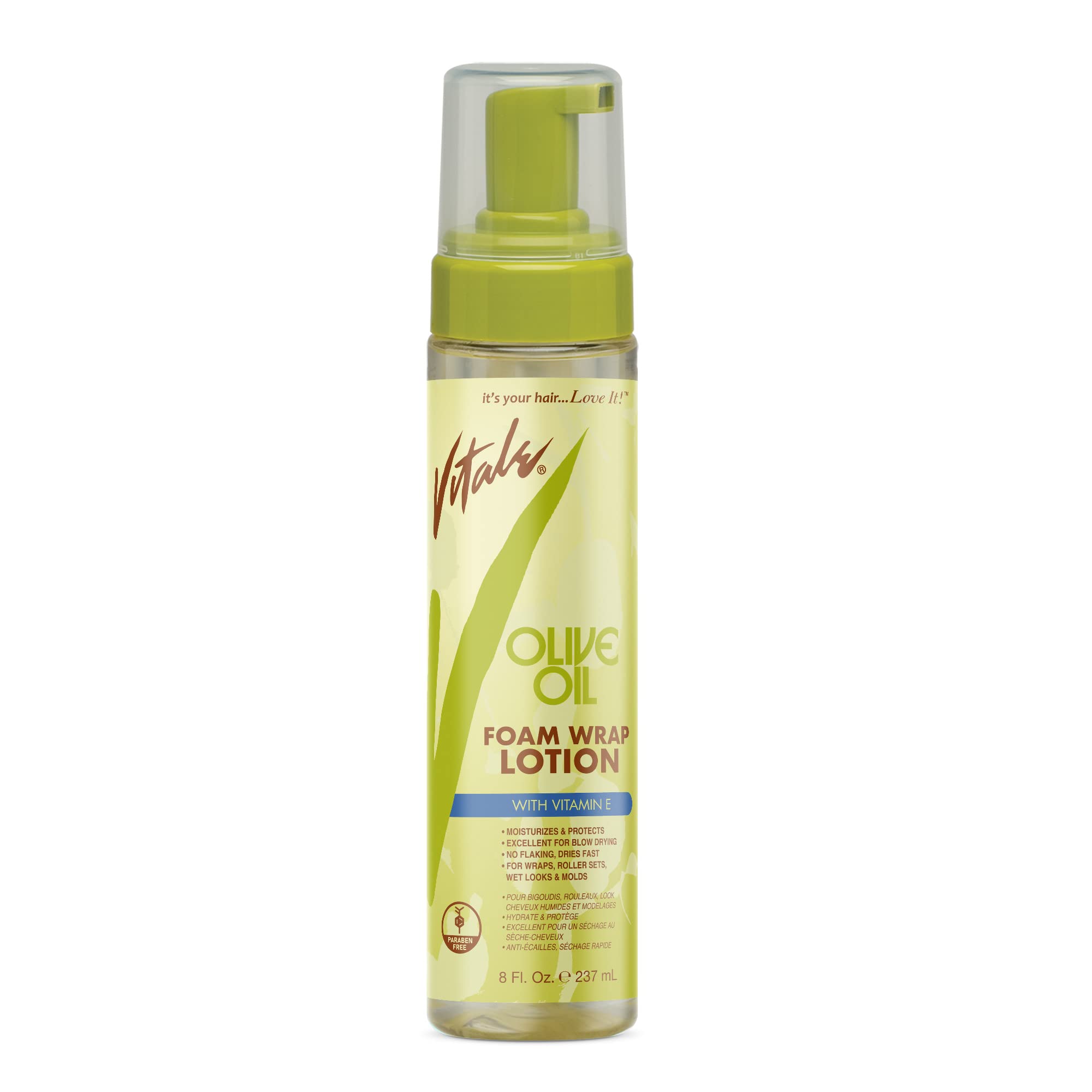 VITALE Olive Oil Foam Wrap Hair Lotion, 8 fl oz - Flake-Free Anti-Breakage Styling - for Men & Women - Safe for Color Treated Sc