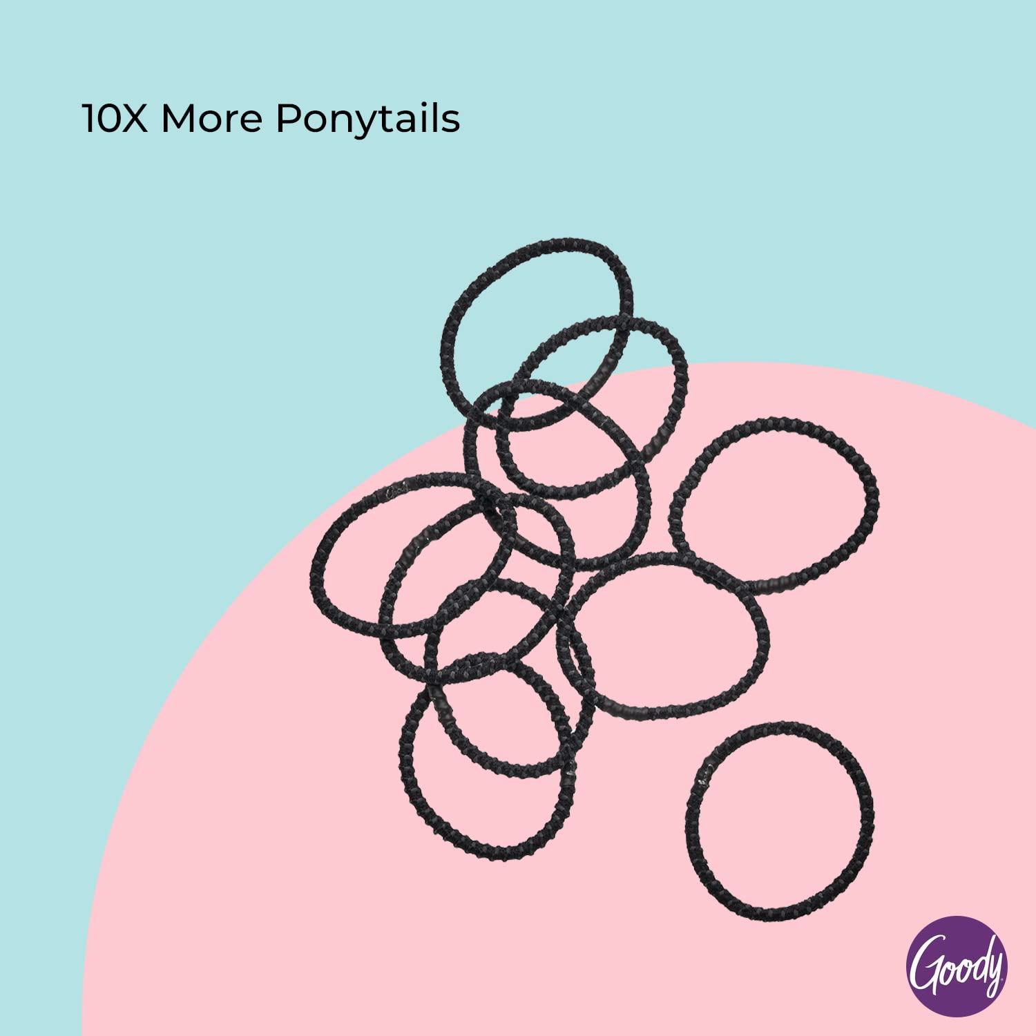 Goody Nonslip Womens Elastic Hair Tie - 10 Count, Black - 4Mm For Medium Hair- Ouchless Hair Accessories For Women Perfect For L