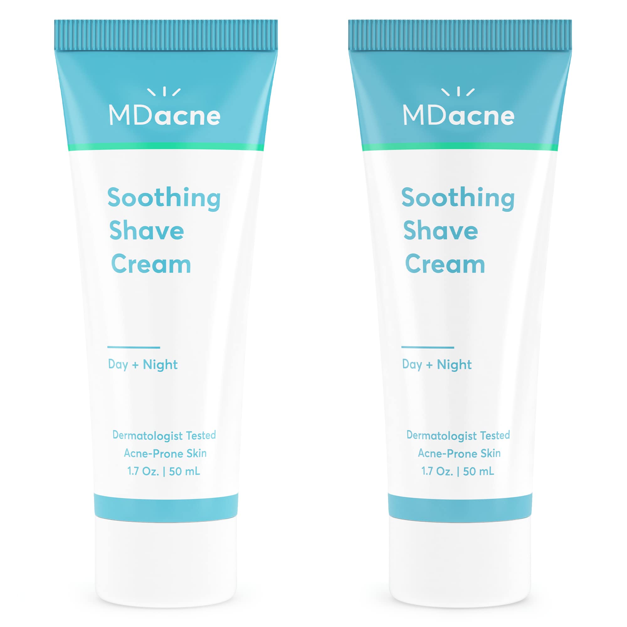 MDacne Shaving Cream for Acne-Prone Skin, 2-Pack - Oil-Free, Eliminates Razor Burn, Cuts & Infections - Reduce Skin Irritation &
