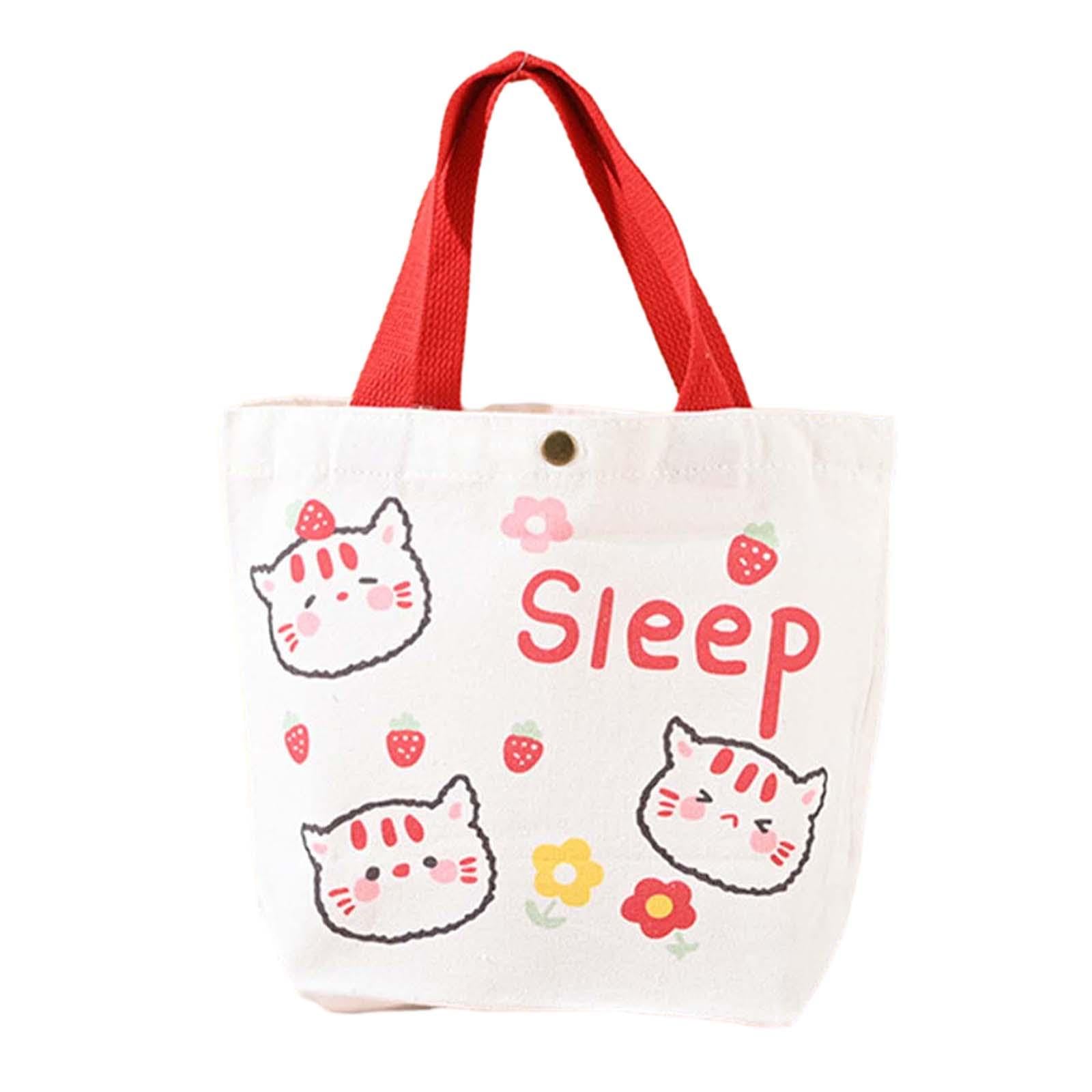 Calandis Canvas Tote Bag Reusable Fashionable Top Handle Sturdy Washable Grocery Bags Cat | Womens Handbags & Bags