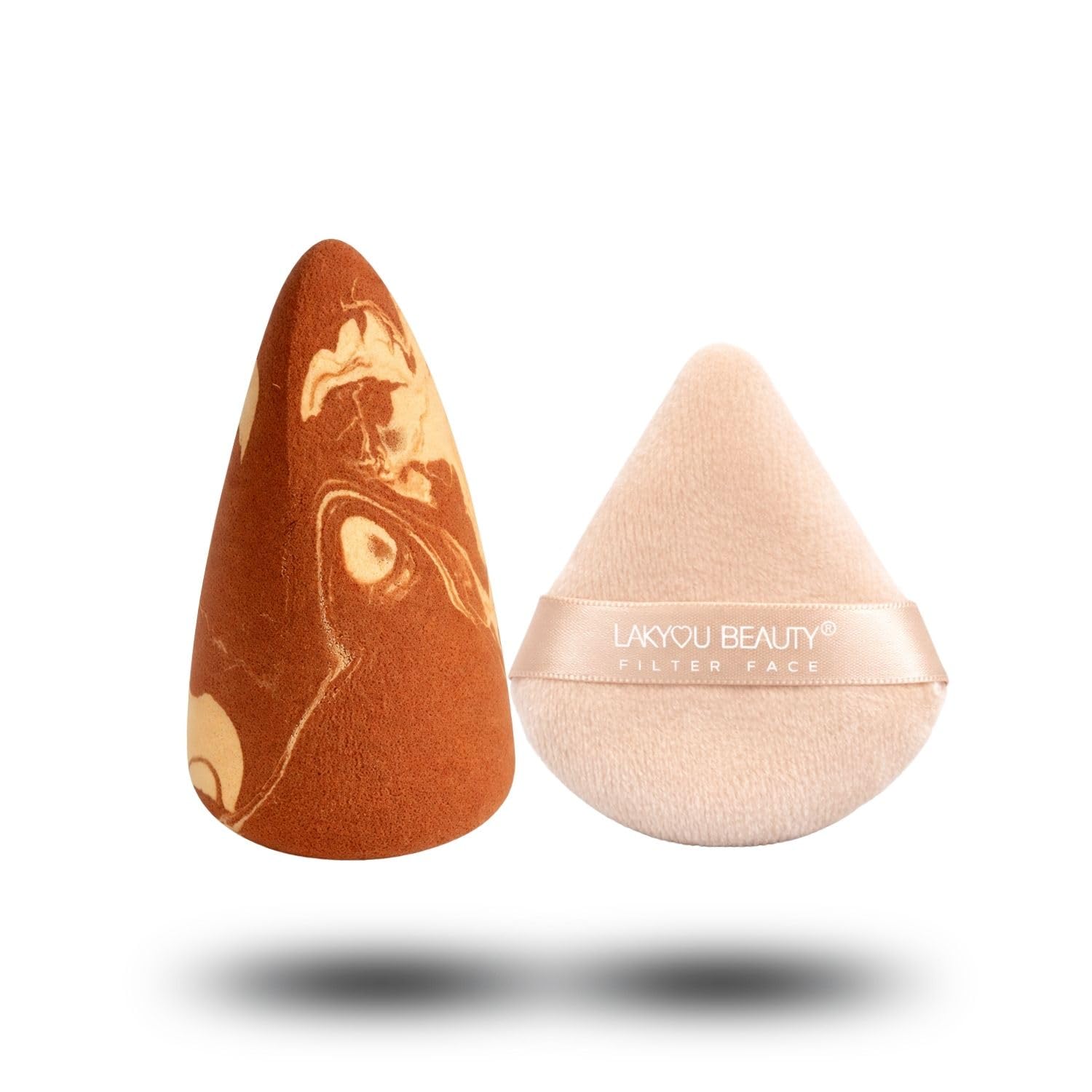 Lakyou Beauty Marble Air Blend Sponge & Filter Face Puff Combo  Soft, Reusable Makeup Applicator Set [Caramel & Vanilla]