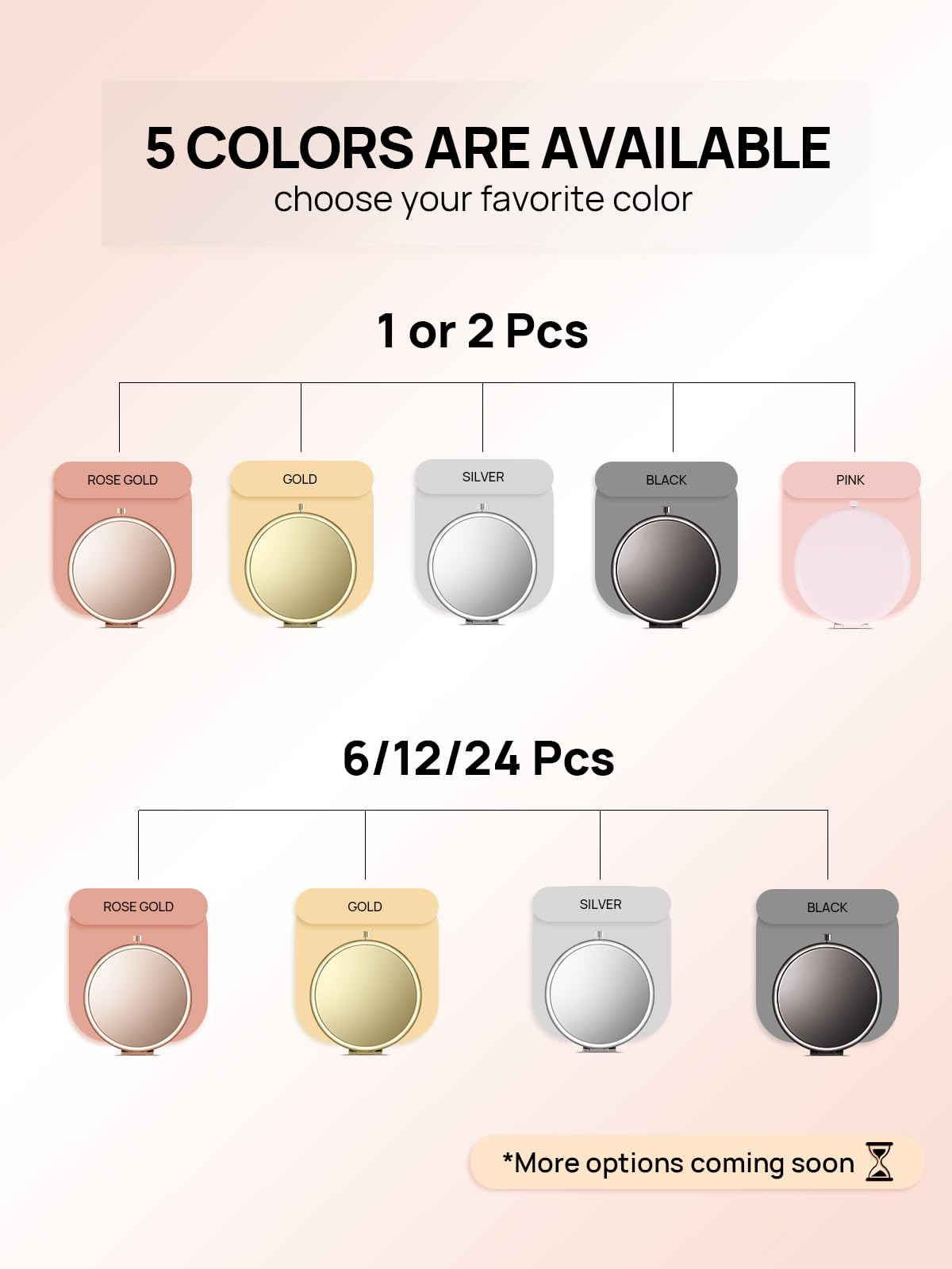 Getinbulk Compact Mirror For Purse, Double-Sided 1X/2X Magnifying Metal Pocket Makeup Mirrors(Round,Pink Marshmallow)