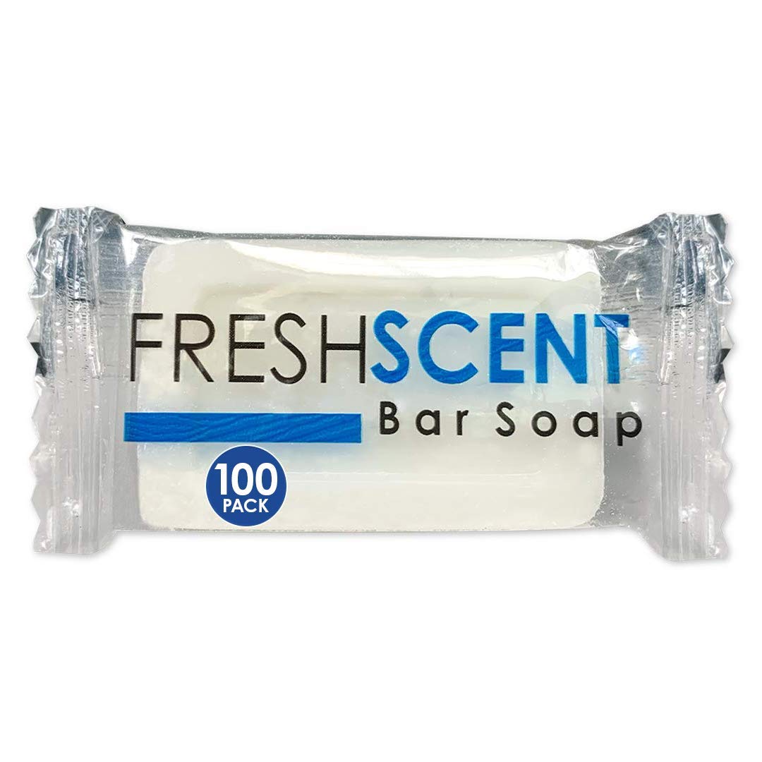 Freshscent 1.0 Oz Bar Soap (100 Pack) Hotel Travel Size, Individually Wrapped, Vegetable Based, Bulk Amenities And Toiletries Fo