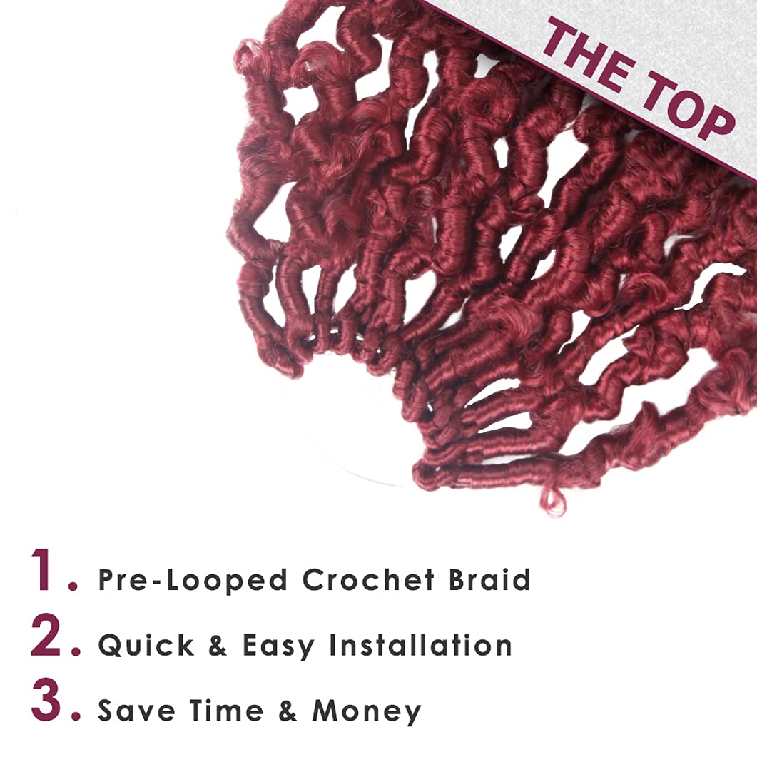 Niseyo 10 Inch Soft Butterfly Locs Crochet Hair 6 Packs Handmade Pre Looped Burgundy Distressed Faux Locs Crochet Butterfly Brai