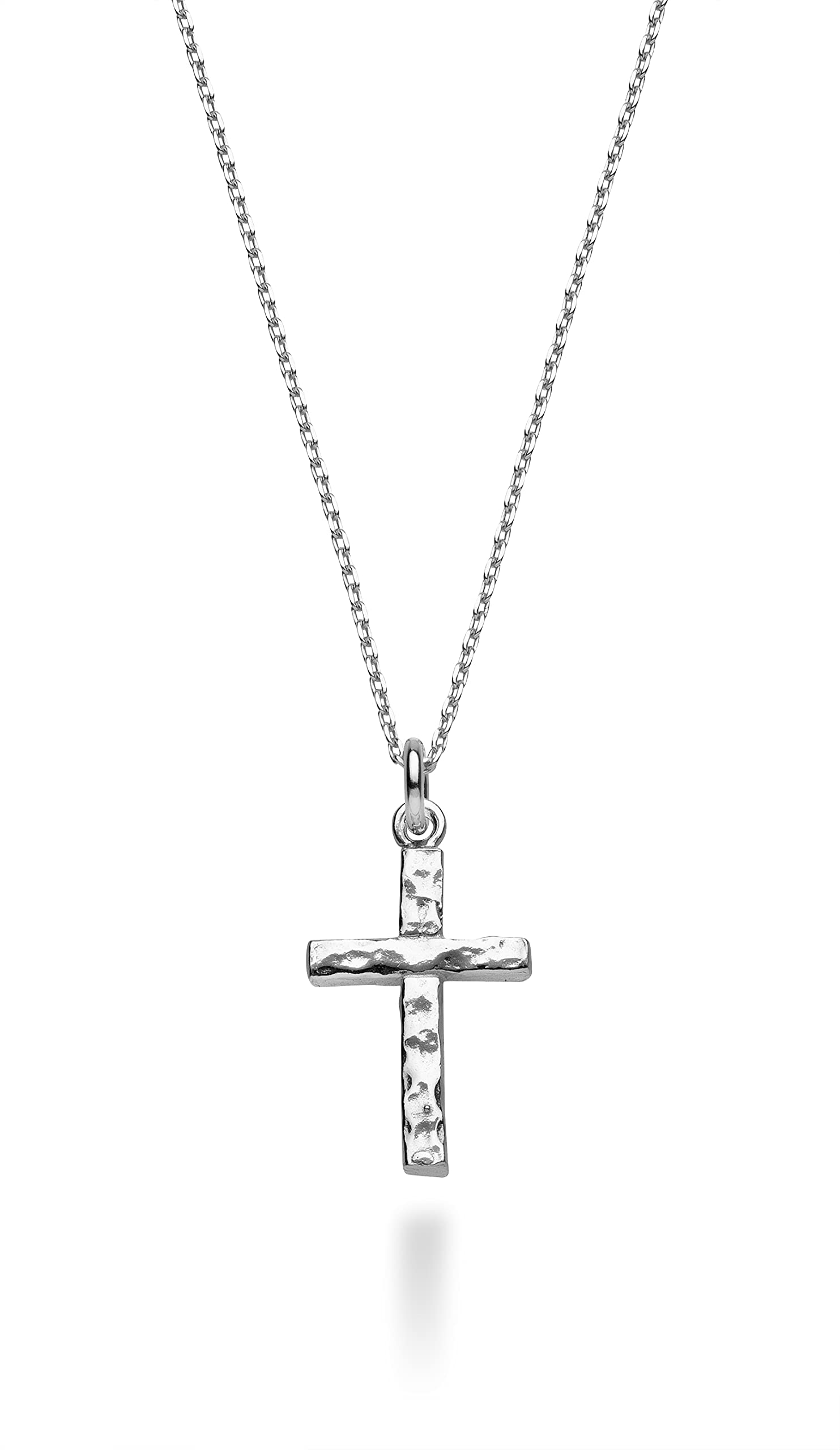 Miabella 925 Sterling Silver or 18Kt Yellow Gold Over Silver Italian Hammered Cross Pendant Chain Necklace 18 Inch Made in Italy