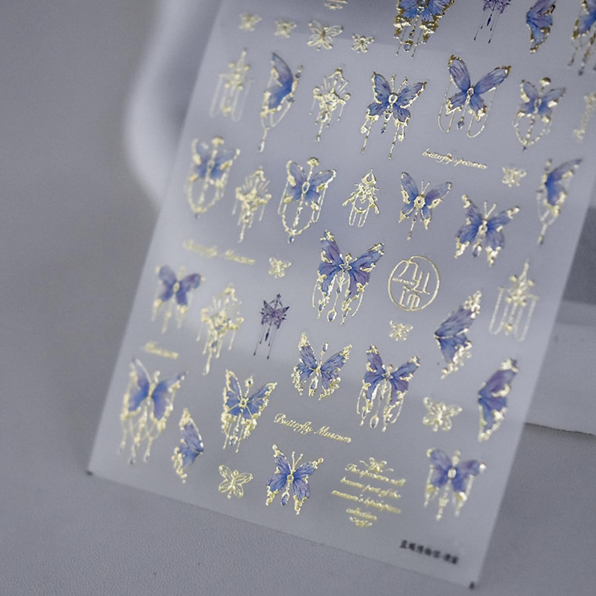 Butterfly Nail Art Stickers Decals 5D Butterfly Nail Stickers Blue Seashell Shinny Butterfly Nails Design 5D Embossed Nail Decal