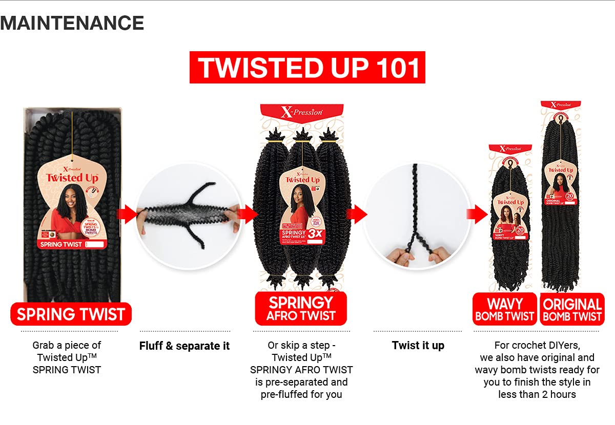 Outre Crochet Braids X-Pression Twisted Up 3X Springy Afro Twist 24'' (3-Pack, 2T4/30)