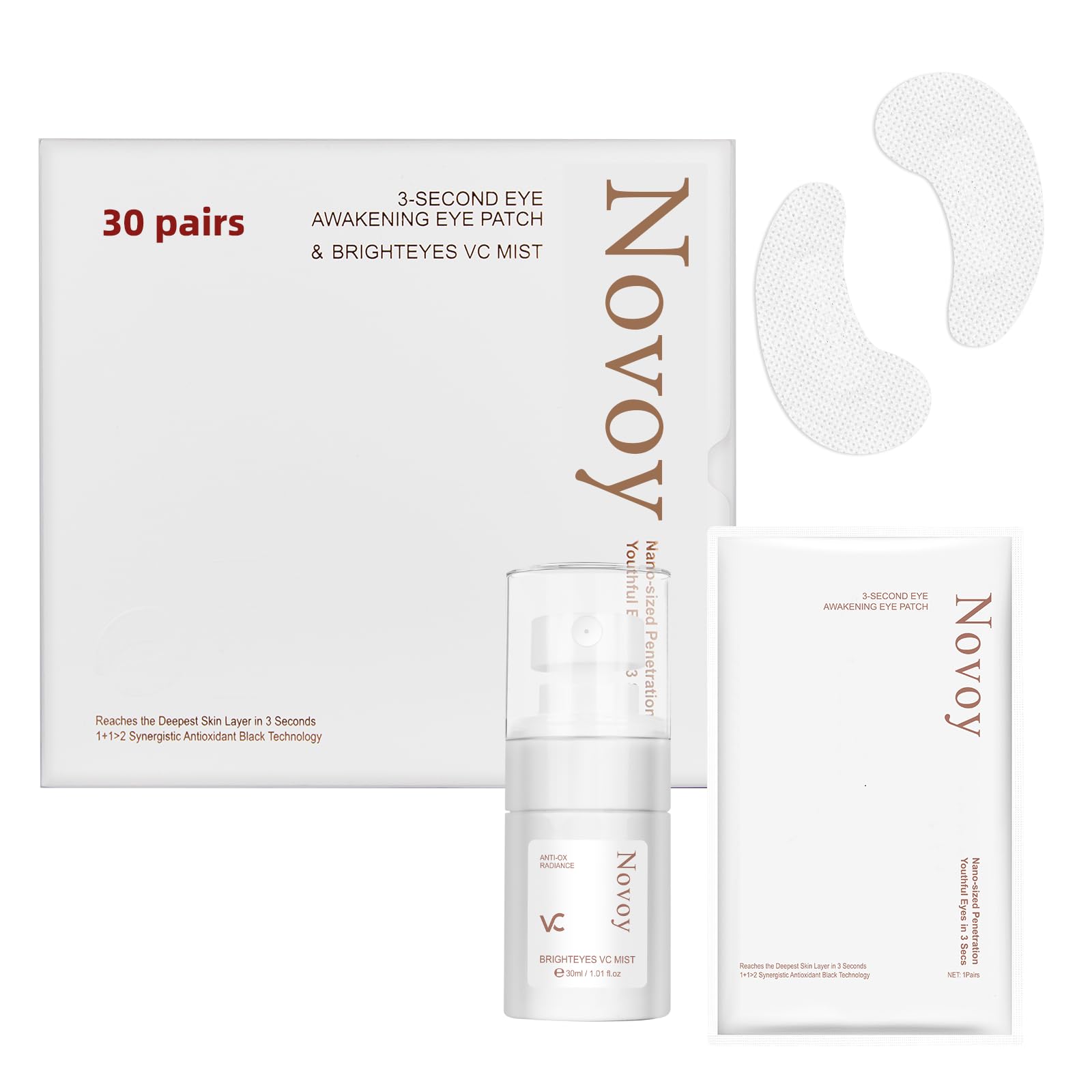 30 Pairs 3Secs Melting Collagen Under Eye Patches with Vitamin C Serum, Under Eye Mask for Puffy eyes and Dark Circles | Retino