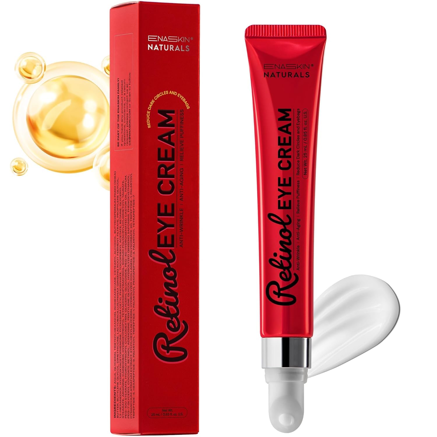 Retinol Eye Cream Anti Aging: Instant Eye Tightener & Wrinkle Repair Moisturizer  Under Eye Bags Treatment for Women  Peptide 