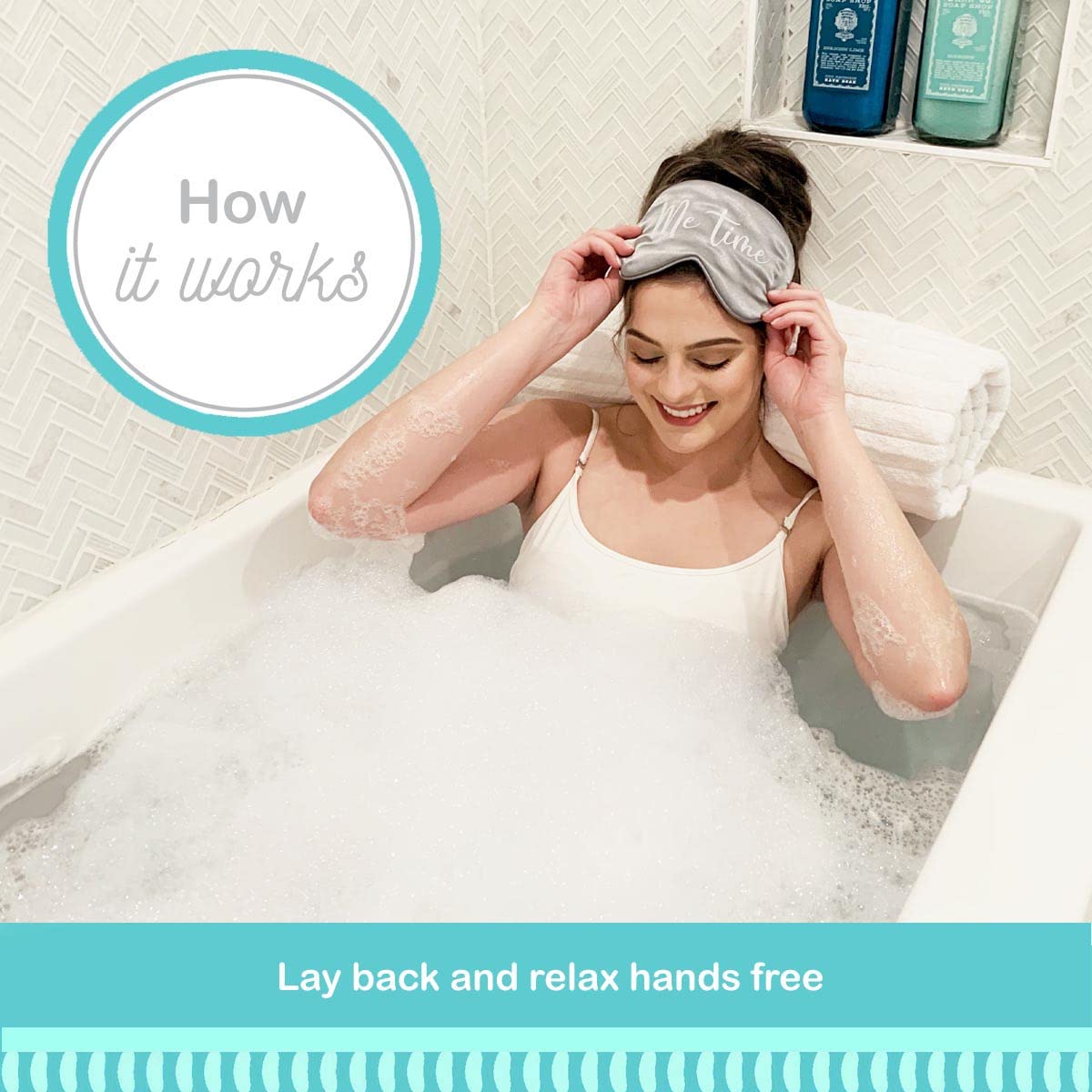 Bath Bean Luxury Body Stopper, Anti-Slip Spa Accessory, Holds Reclined Position In Bath, Bathe Comfortably Hands Free, And Keep