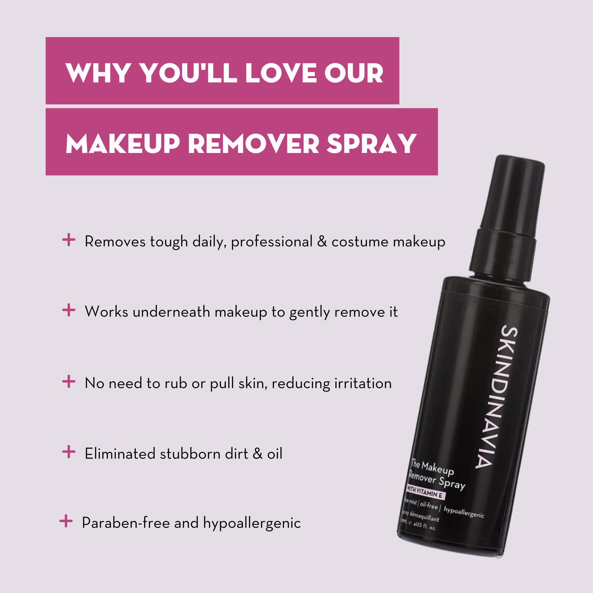 Skindinavia The Makeup Remover Spray - Cleansing Mist Removes Makeup without Drying or Irritating Skin - Hypoallergenic, Gentle
