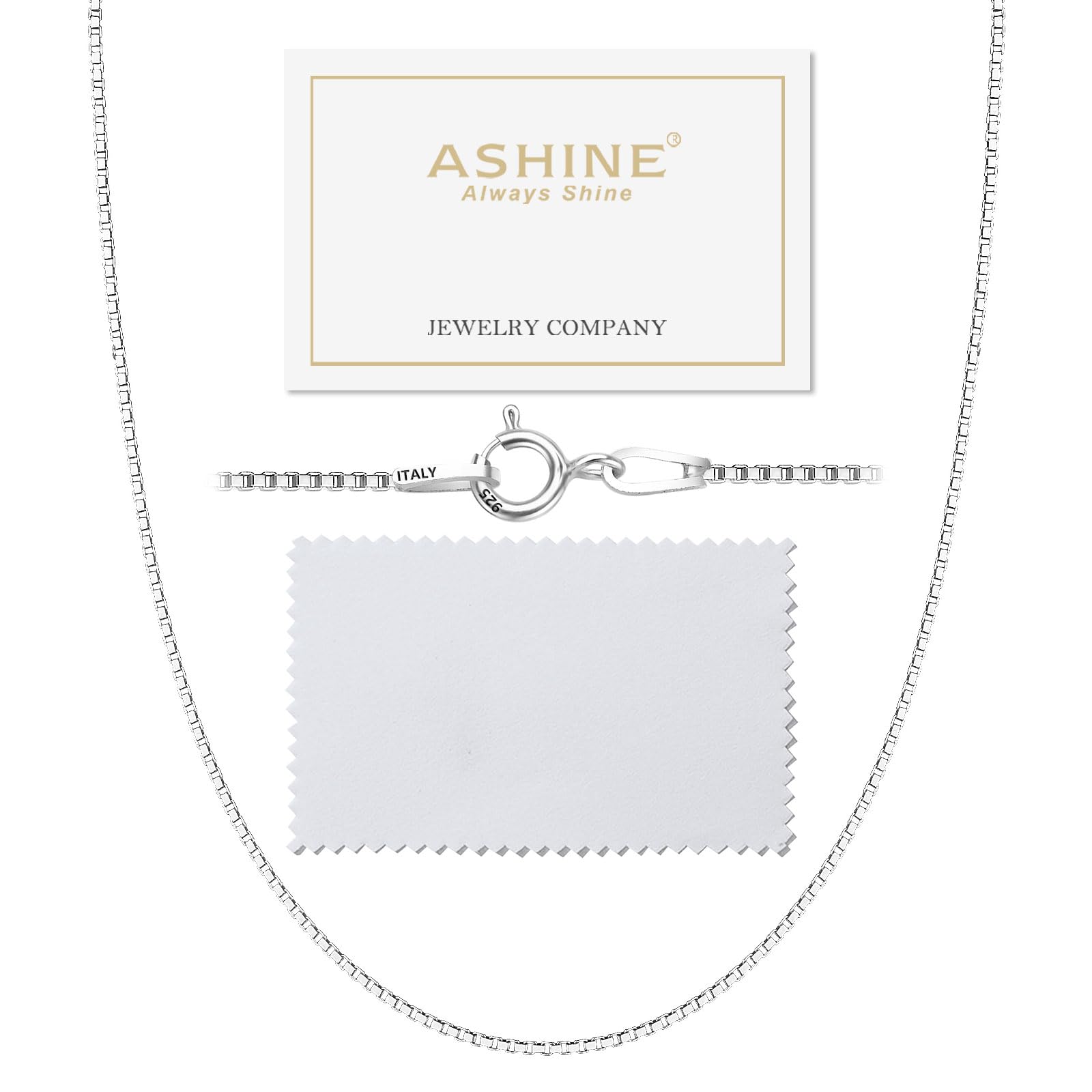 ASHINE Silver Chain Necklace Chain Necklaces for Women Silver Necklace Charm Jewelry Long Necklaces for Women (0.8mm Box Chain S