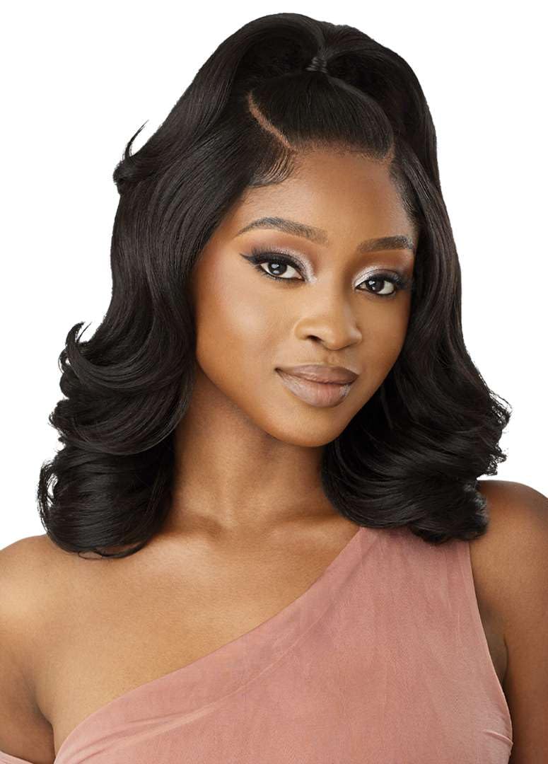 Outre - 5X5 Lace Closure Wig - Human Hair Blend - Body Wave 16'' (OFF BLACK 1B)
