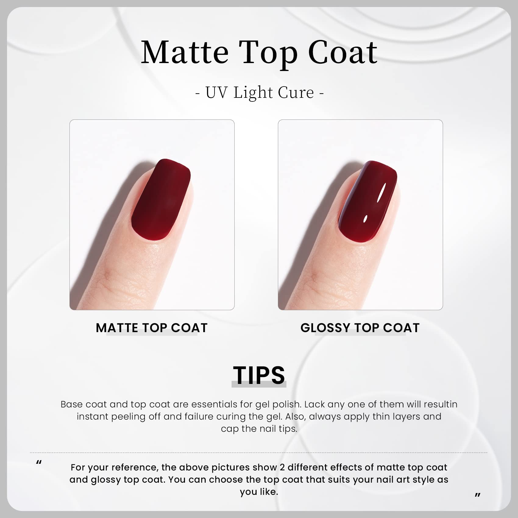 Maychao Matte Gel Top Coat, 15Ml Gel No Wipe Matte Top Coat Soak Off Nail Lamp Gel Nail Polish Matte Finish Long Lasting For Hom