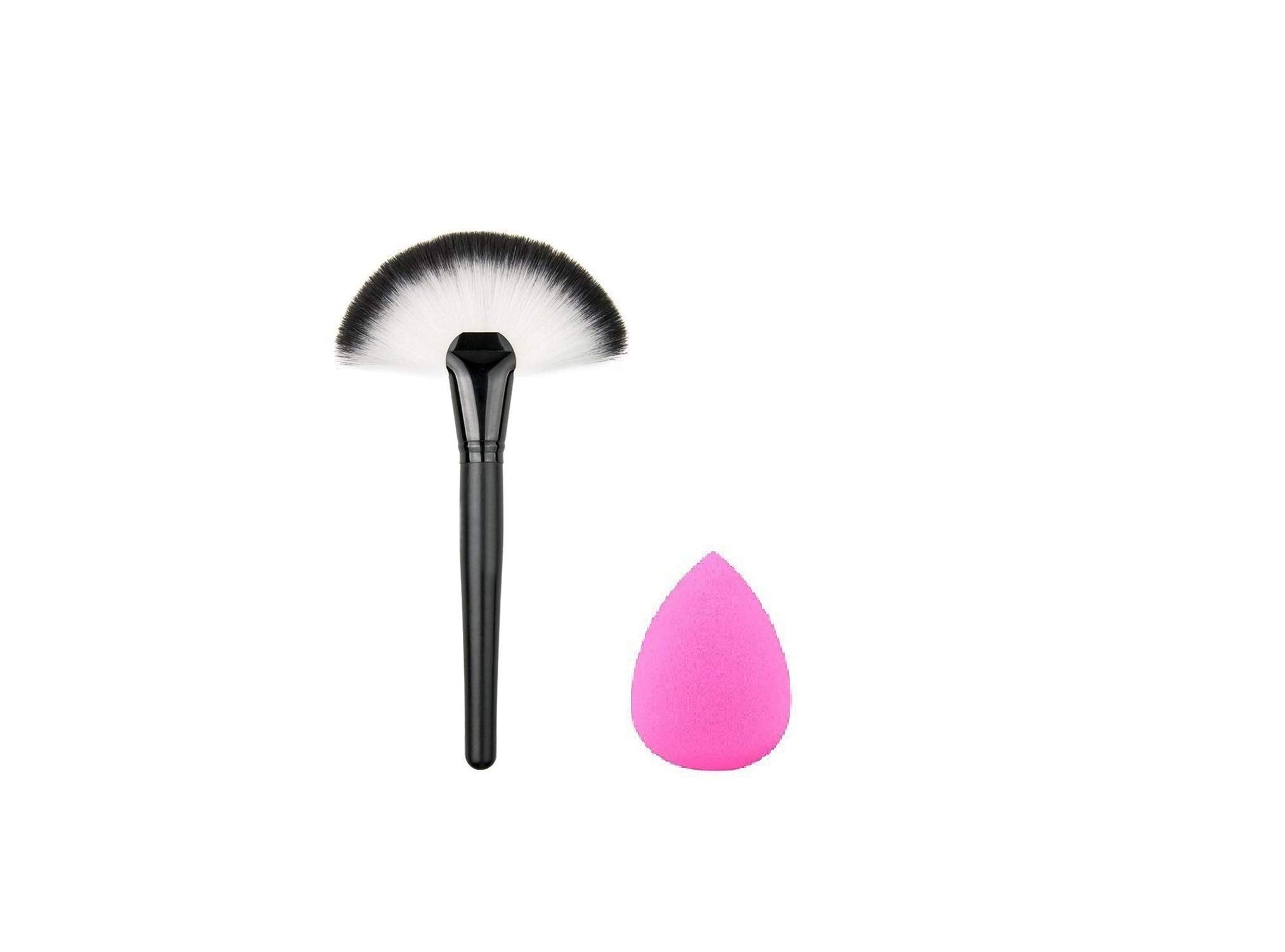 Angelie Pro Slim Fan Brush Makeup Blush Face Contour Foundation Cosmetic Beauty Foundation Brushes With 1 Piece Beauty Blender F