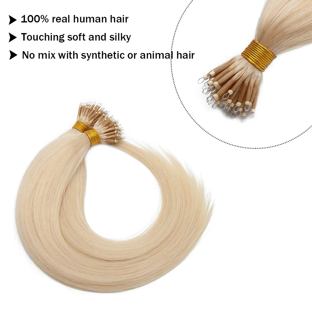 Sego Nano Ring Bead Hair Extension 100% Remy Human Hair Extension Pre-Bonded Micro Nano Rings Beads Loop Hand Tied Hairpiece Str