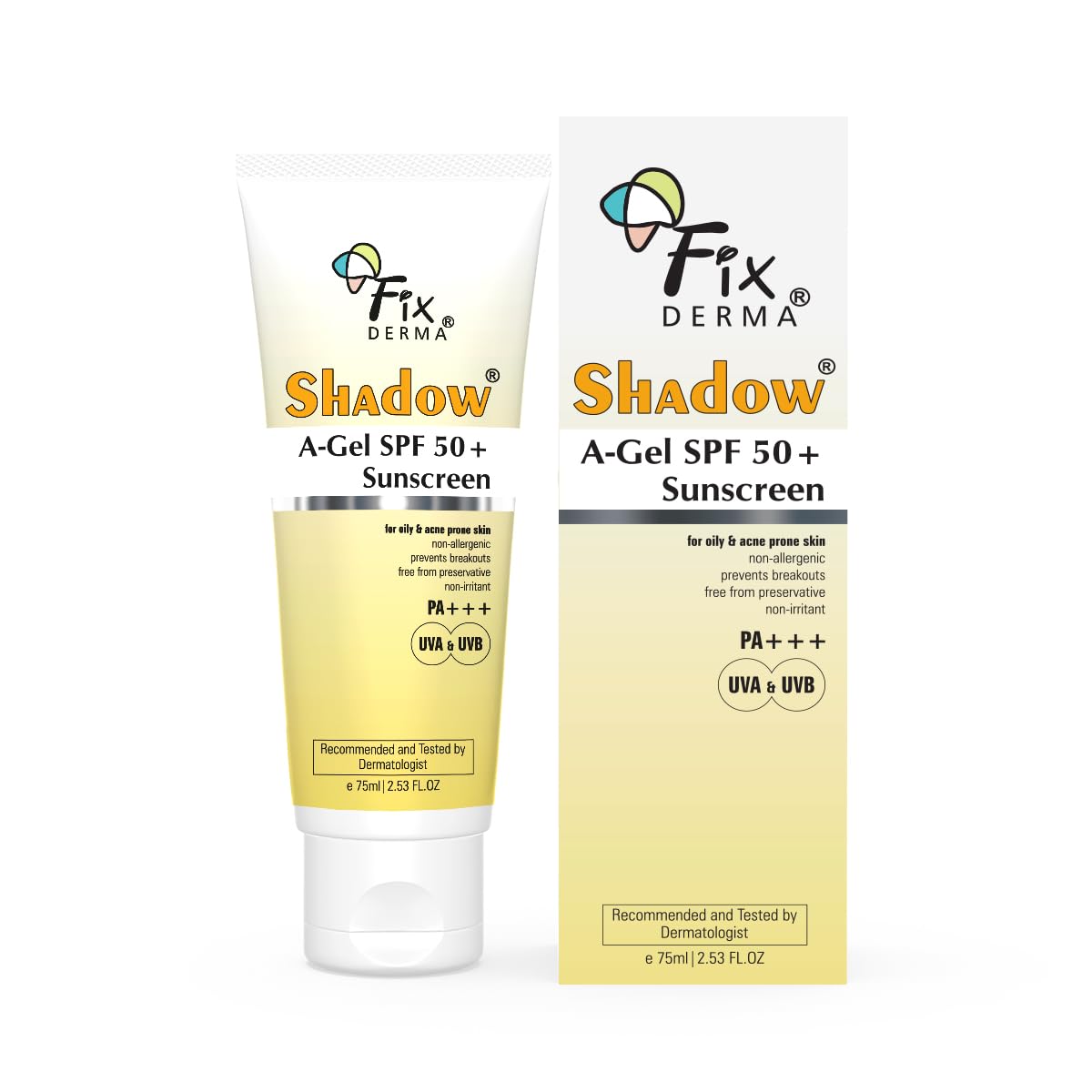 Fixderma Shadow AGel Spf 50+ Sunscreen Pa+++ | For Oily & AcneProne Skin | Lightweight | NonGreasy | No White Cast | Broad Sp