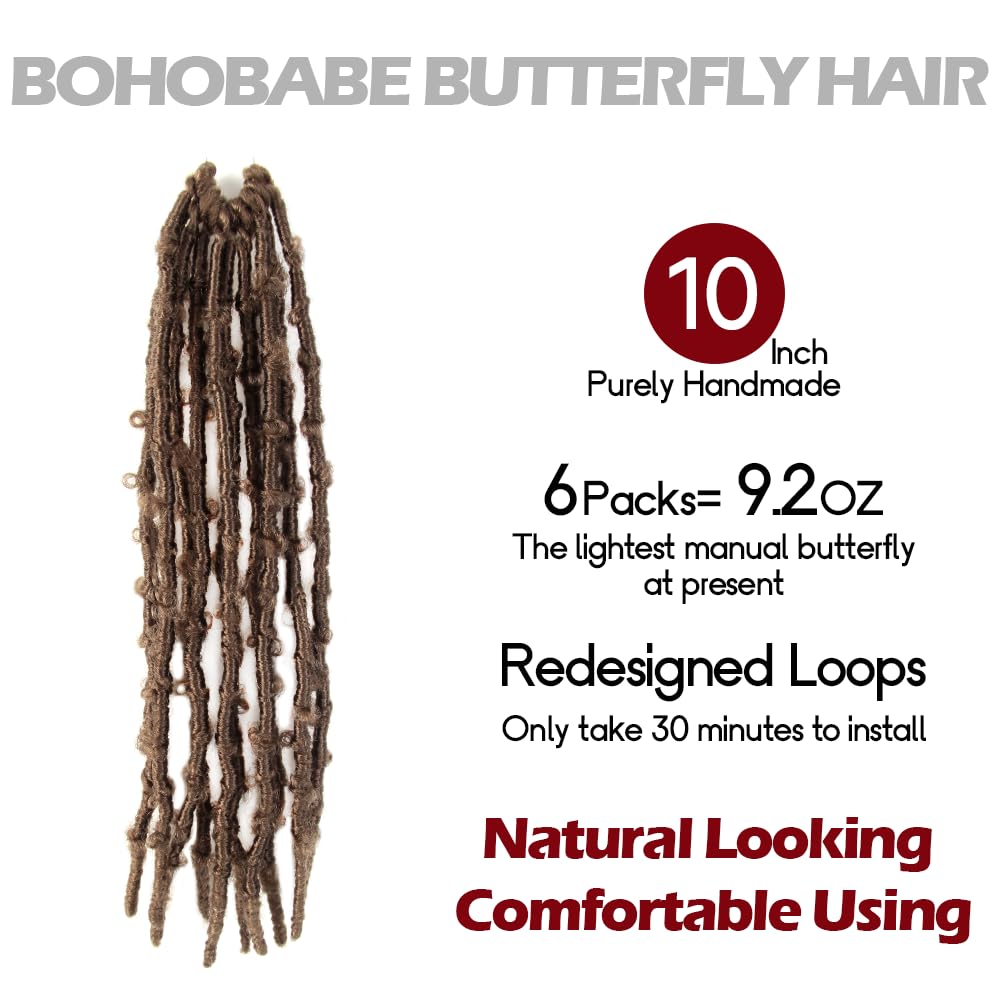 Bohobabe Butterfly Crochet Locs 10 Inch 6 Packs Pre Looped Crochet Butterfly Locs 10 In Short Distressed Butterfly Locs Crochet