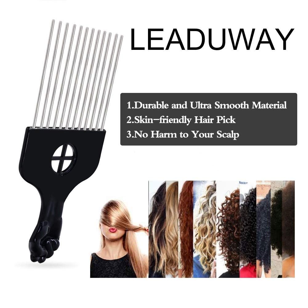 2 Pack Afro Comb And Metal Wig Detangler - Braid Styling Comb For Detangling And Styling Hair, Hair Pick