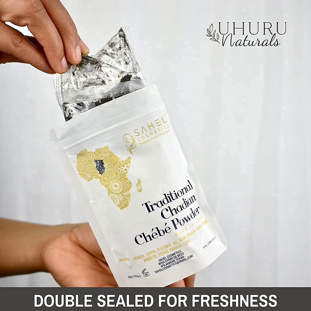 Uhuru Naturals Sahel Cosmetics Chebe Powder (20G) - Contains All-Natural Ingredients Promotes Strong And Healthy Hair Growth Hel