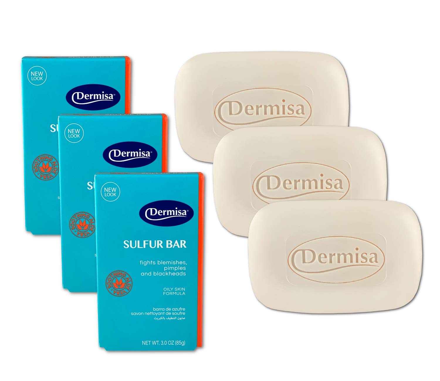 Dermisa Sulfur Bar with Aloe Vera | Helps to Cleanse Oily Acne-Prone Skin and Unclog Pores | Contains Sulfur + Aloe Vera | NO PA