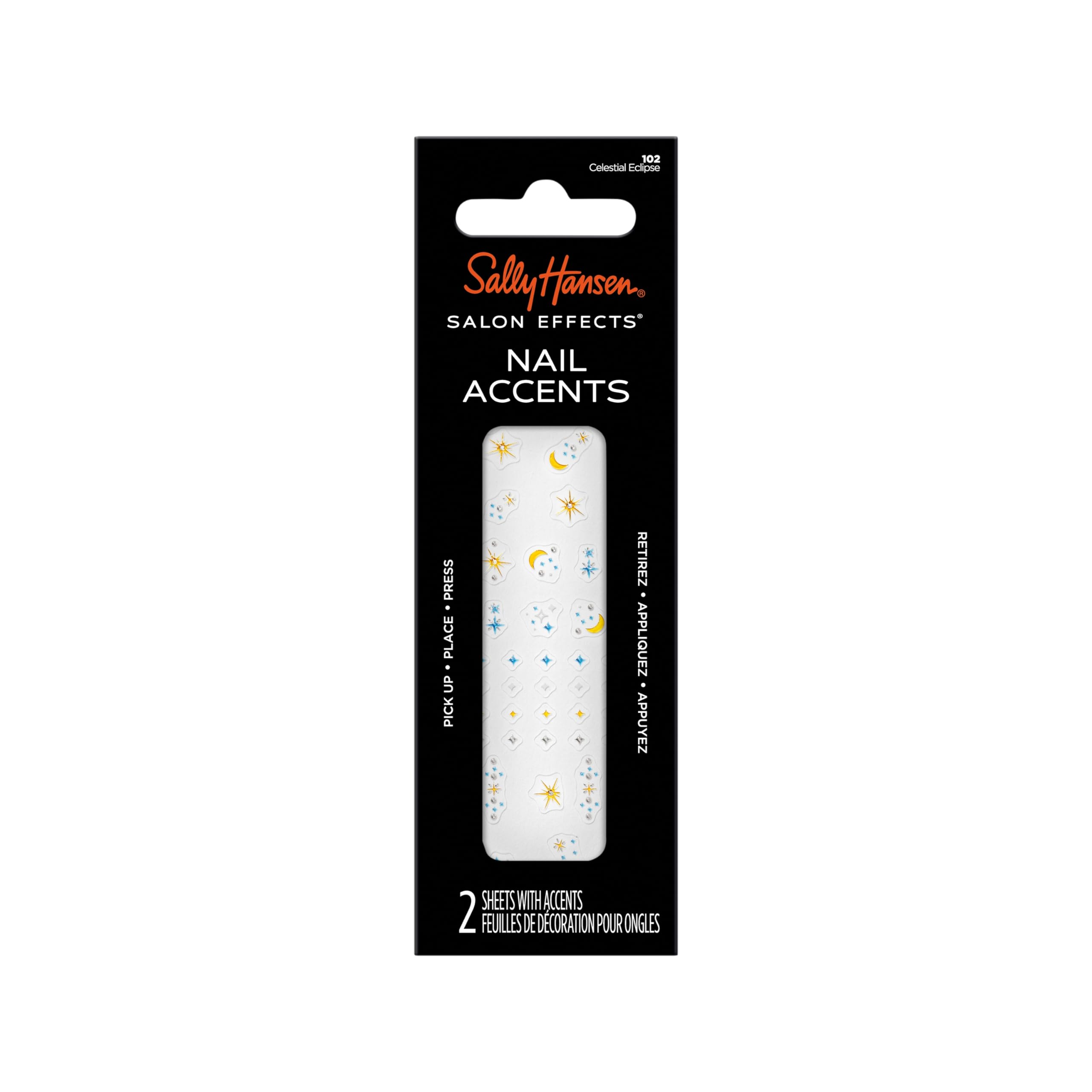 Sally Hansen Salon Effects Nail Accents, Celestial Eclipse, Nail Art Decals, Easy To Use, No Commitment, Use On Nail Polish Or B